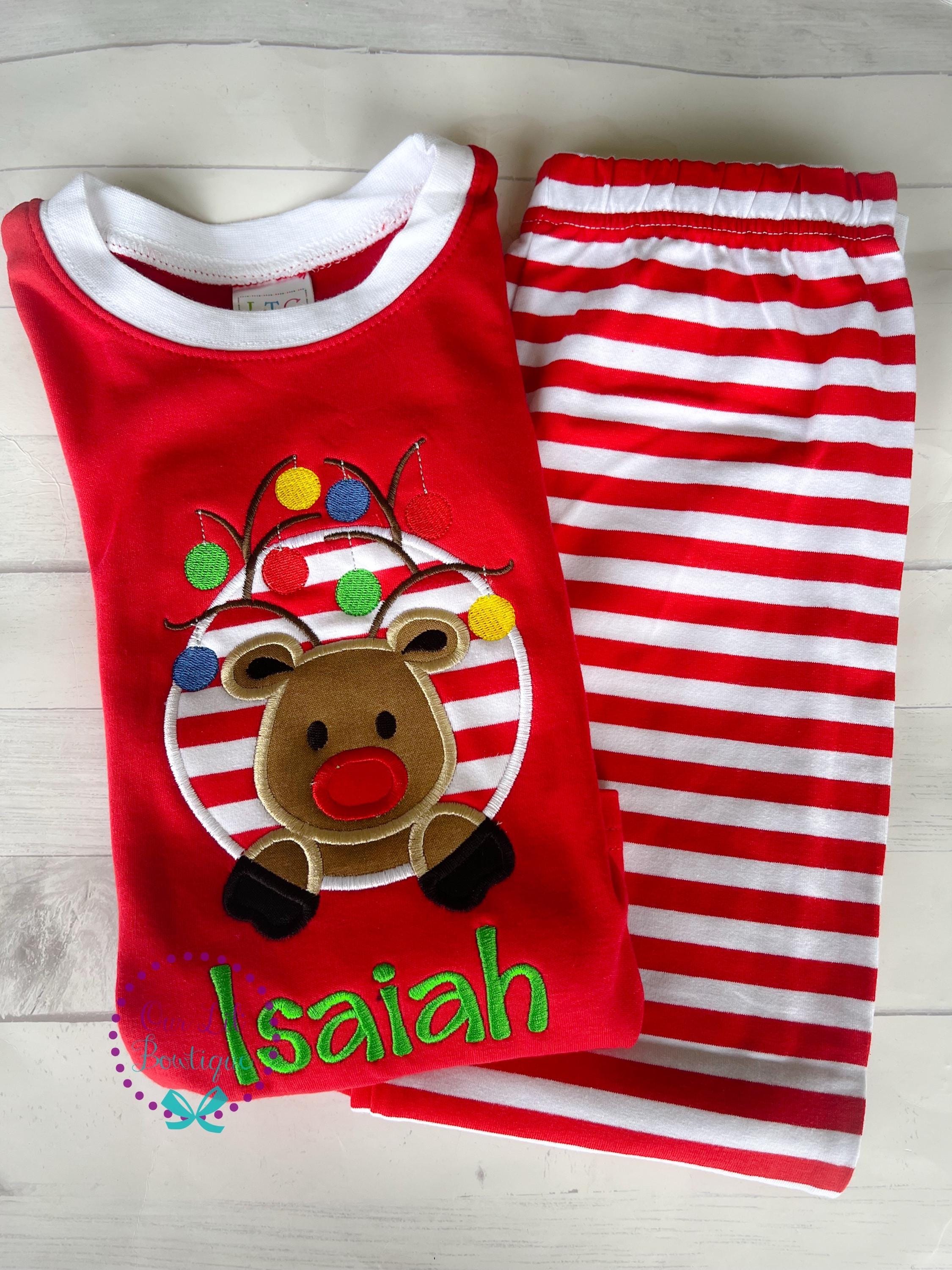 PRE-ORDER Reindeer Christmas Pajamas - Christmas PJs- Pajamas- Personalized Christmas PJs - Christmas Reindeer -Matching Christmas Pajamas