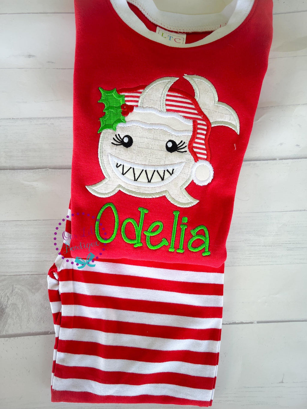 PRE-ORDER Shark Christmas - Christmas PJs- Pajamas- Personalized Christmas PJs - Christmas Shark - Matching Christmas Pajamas - Santa