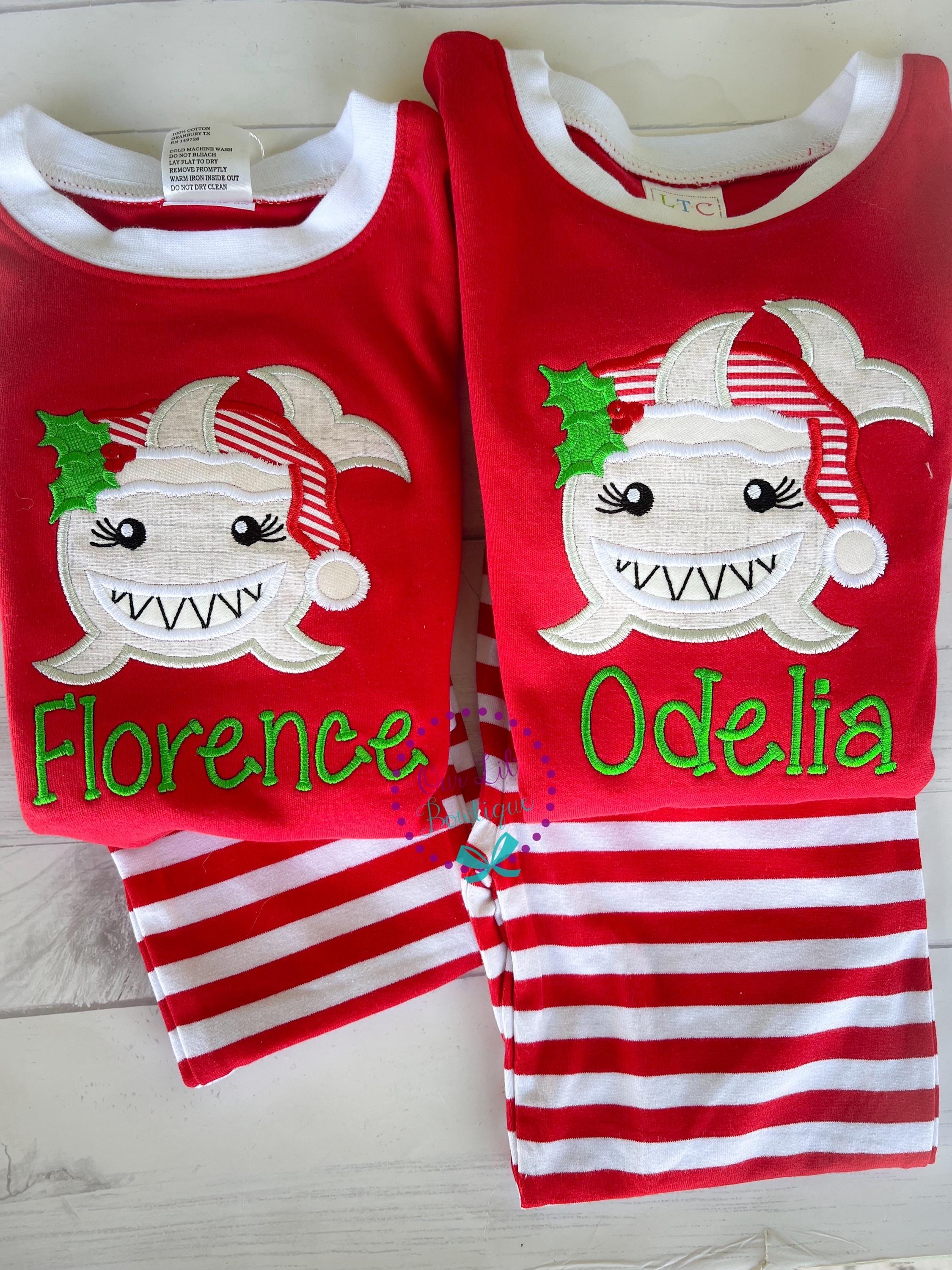 PRE-ORDER Shark Christmas - Christmas PJs- Pajamas- Personalized Christmas PJs - Christmas Shark - Matching Christmas Pajamas - Santa