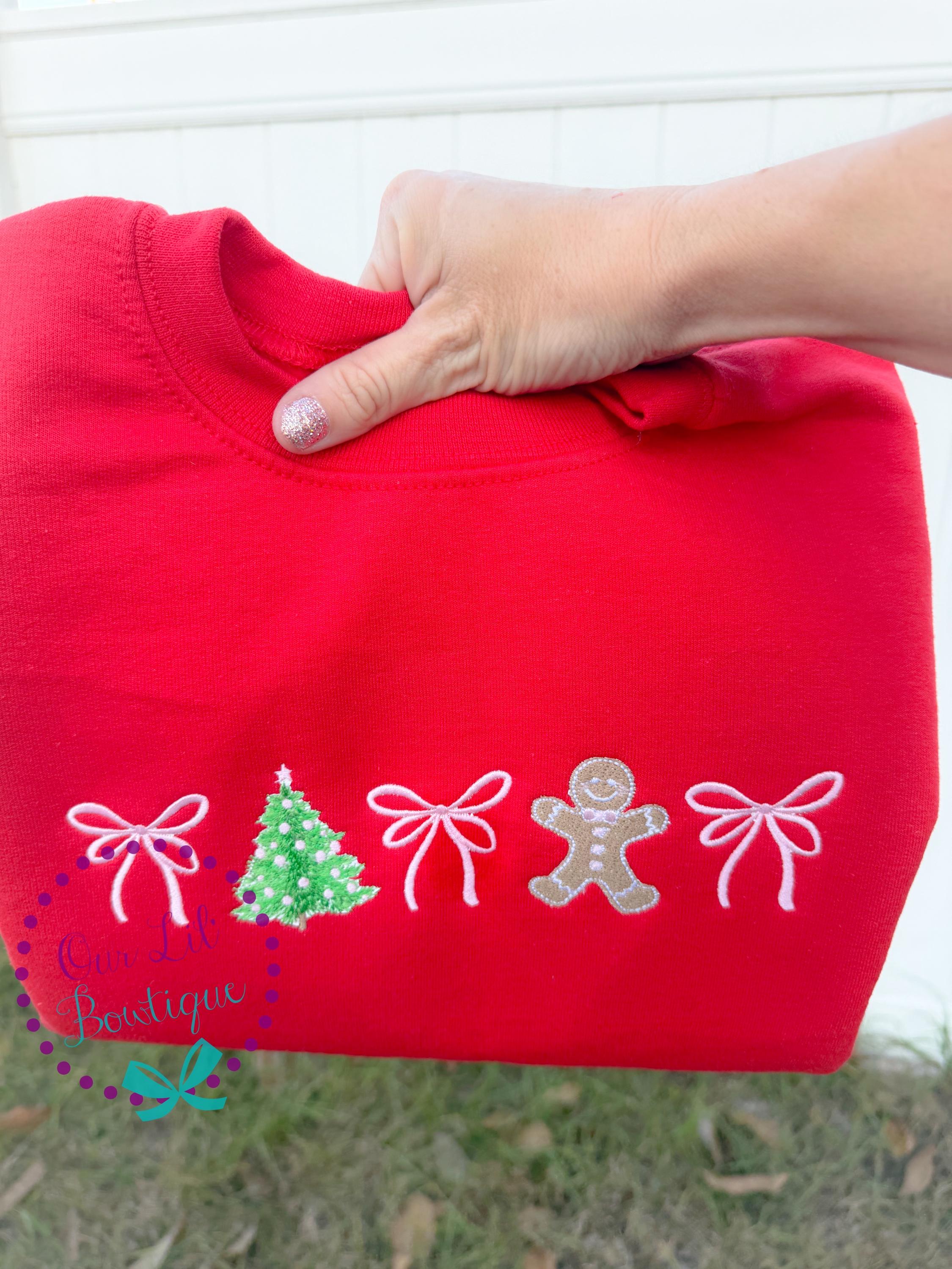 Christmas Sweatshirt - Personalized Christmas Shirt - Christmas Trio - Christmas Coquette