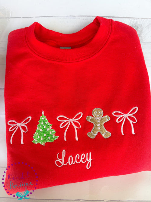 Christmas Sweatshirt - Personalized Christmas Shirt - Christmas Trio - Christmas Coquette