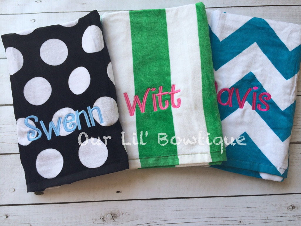 Personalized Beach Towel: Monogrammed Cotton Terry Cloth, Summer Gift