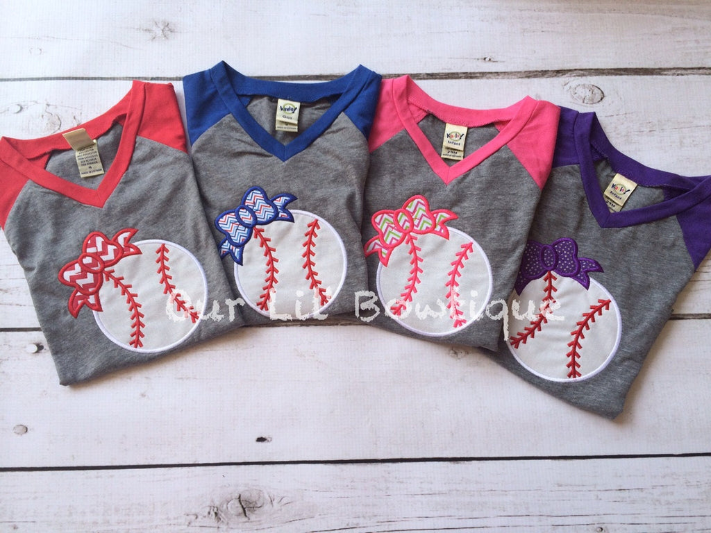 Personalized Baseball Bow Raglan Shirt - Toddler & Baby