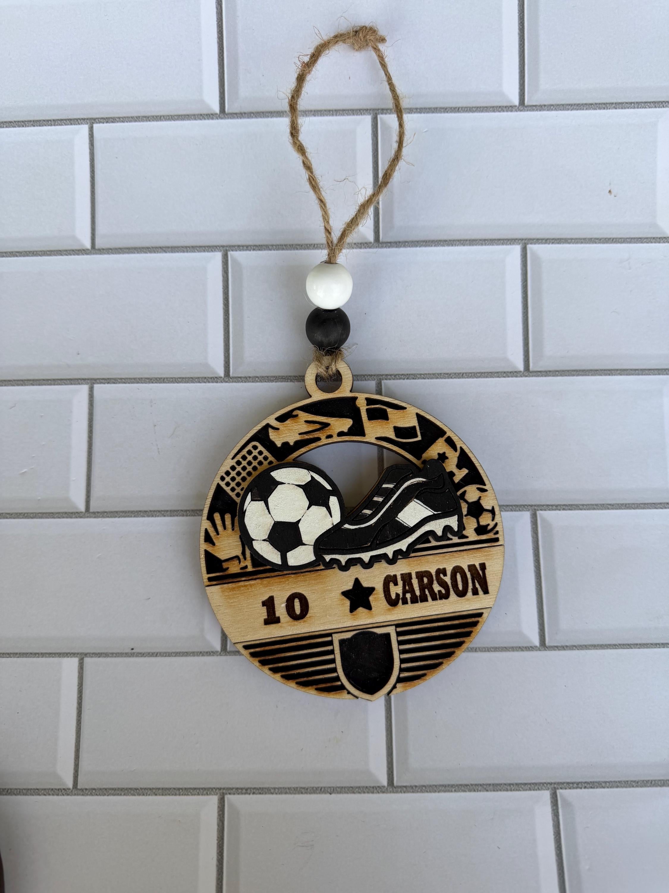 Sports Ornaments - Wooden Hanging Christmas Tree Ornament - Personalized