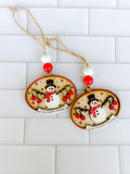 Snowman Ornament - Family Name Ornament - Laser cut Wood Christmas Ornament - Personalized Family Ornament