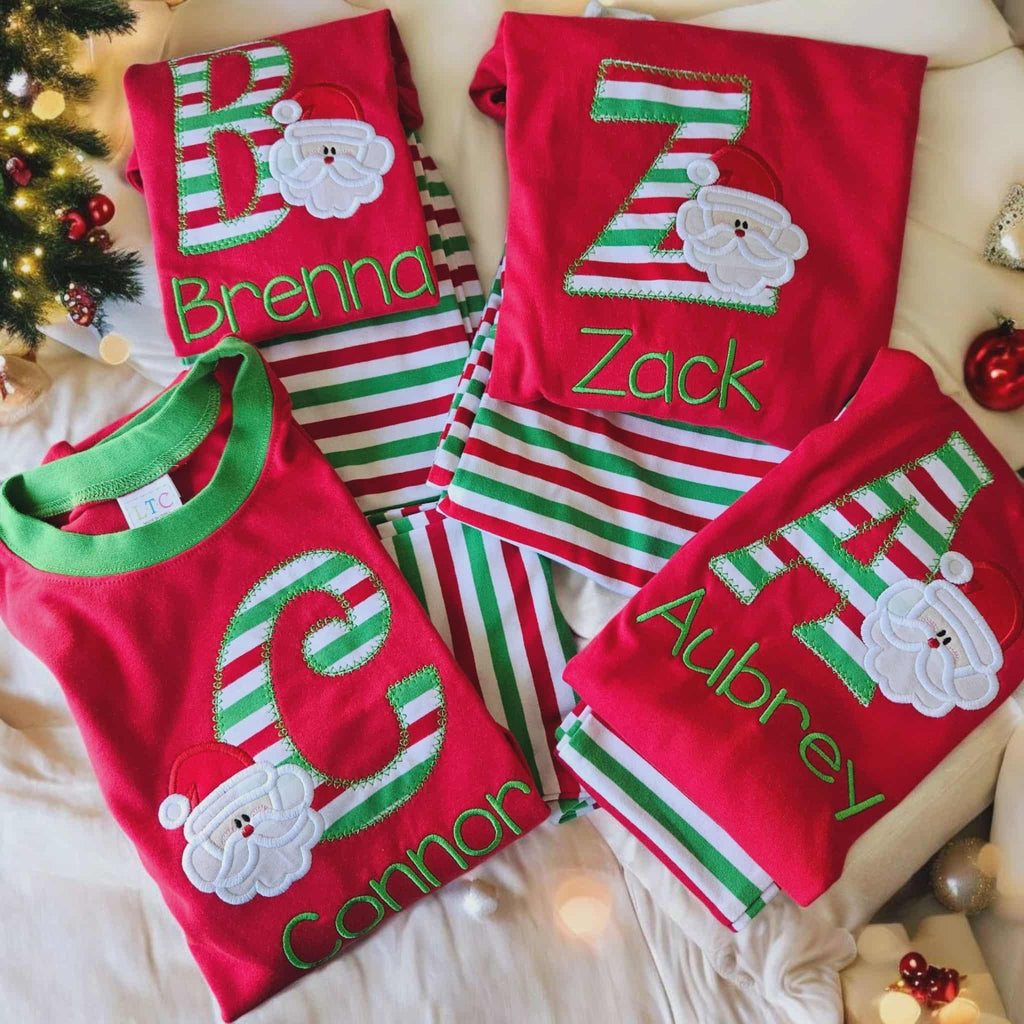 PRE-ORDER Santa Pajamas - Christmas Pajamas - Santa PJs-Girls Christmas Pajamas - Boys Christmas Pajamas - Santa Christmas - Matching PJS