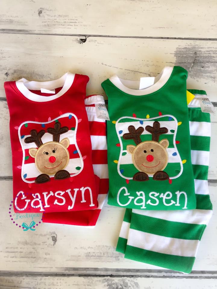 PRE-ORDER Reindeer Christmas Pajamas - Christmas PJs- Pajamas- Personalized Christmas PJs - Christmas Reindeer -Matching Christmas Pajamas