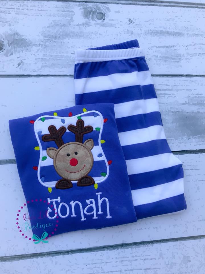 PRE-ORDER Reindeer Christmas Pajamas - Christmas PJs- Pajamas- Personalized Christmas PJs - Christmas Reindeer -Matching Christmas Pajamas