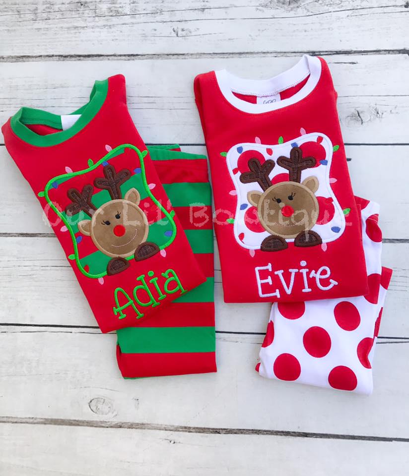 PRE-ORDER Reindeer Christmas Pajamas - Christmas PJs- Pajamas- Personalized Christmas PJs - Christmas Reindeer -Matching Christmas Pajamas
