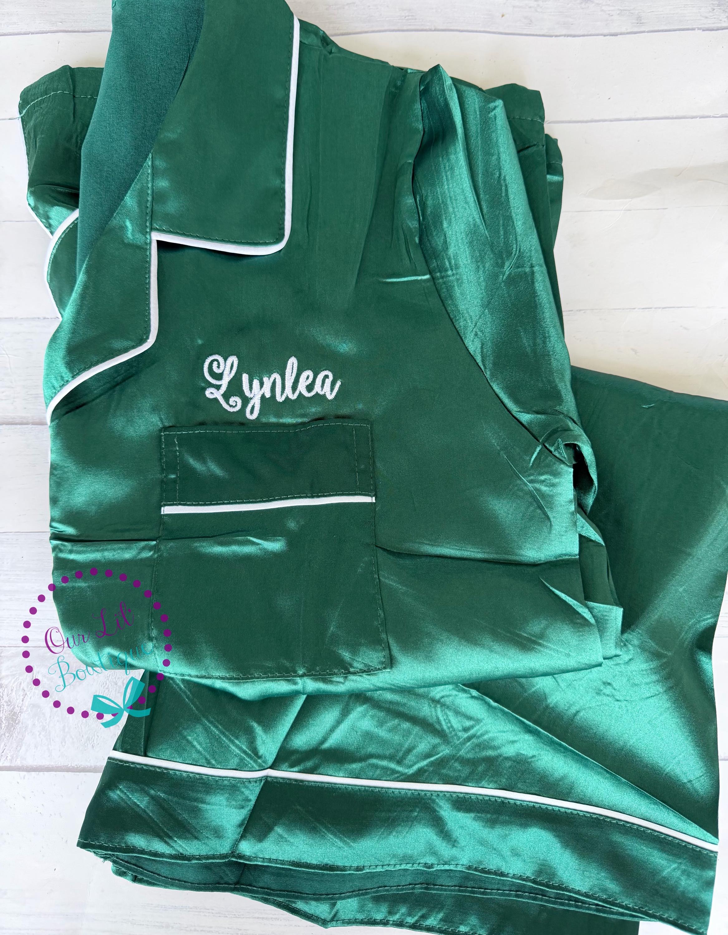 Bow Personalized Pajamas - Silk Pajamas - Kids PJs - Birthday PJs- Personalized Birthday Shirt - Valentine Pajamas