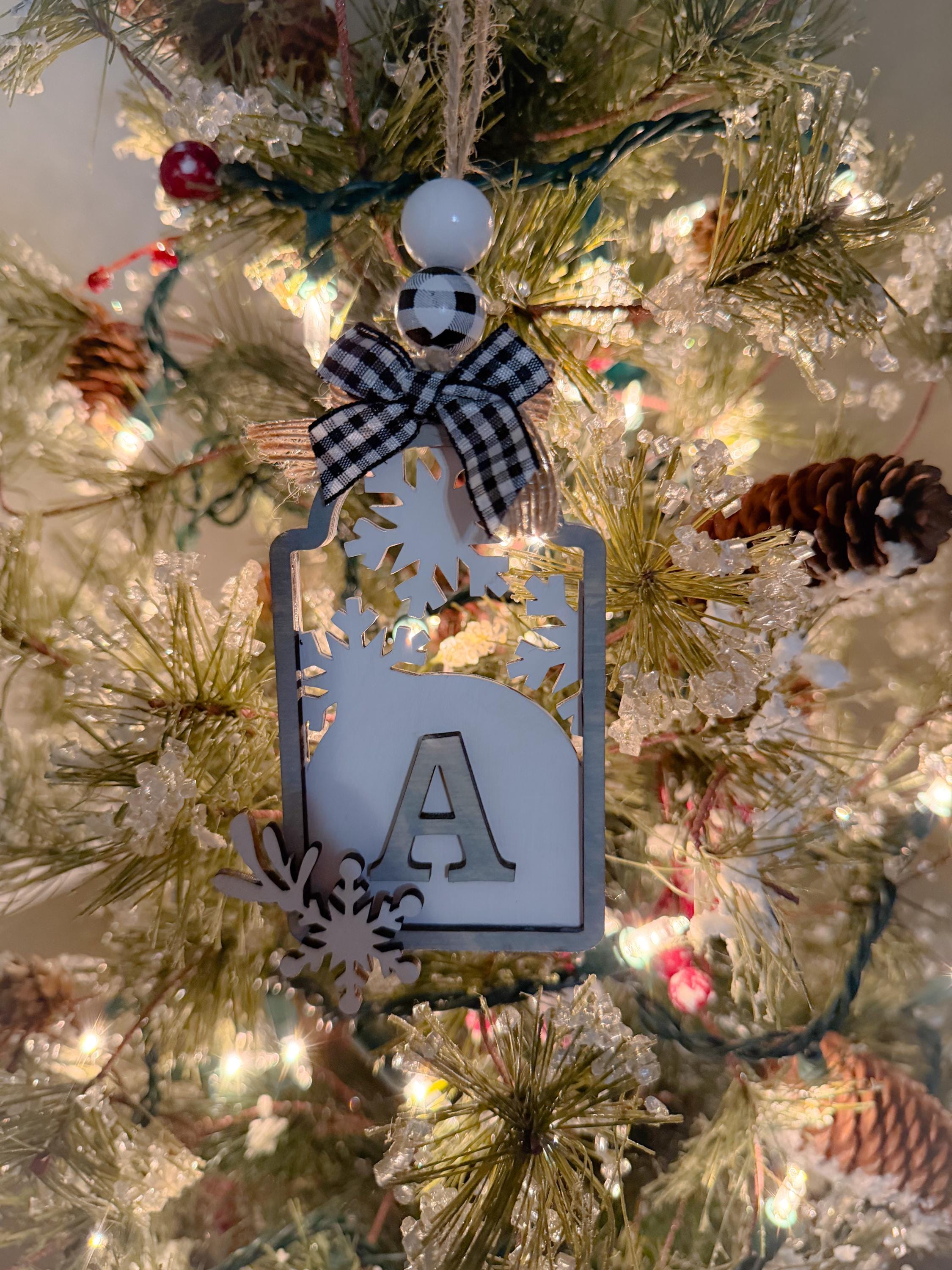 Personalized Christmas Ornament - Monogram Christmas Ornament - Farmhouse Ornament - Gift