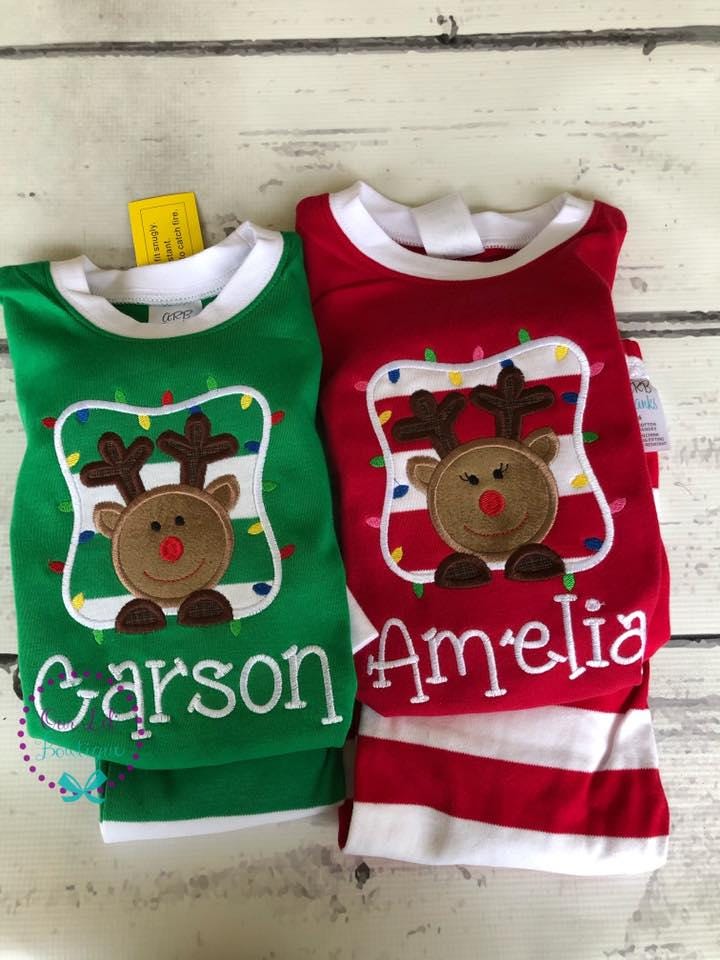 PRE-ORDER Reindeer Christmas Pajamas - Christmas PJs- Pajamas- Personalized Christmas PJs - Christmas Reindeer -Matching Christmas Pajamas