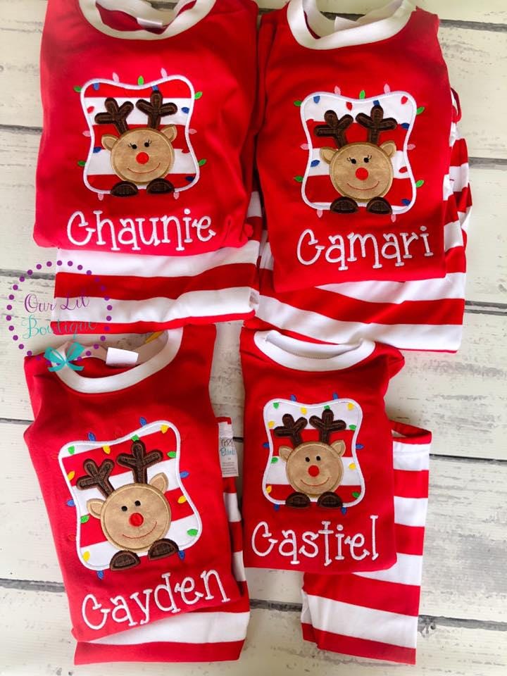 PRE-ORDER Reindeer Christmas Pajamas - Christmas PJs- Pajamas- Personalized Christmas PJs - Christmas Reindeer -Matching Christmas Pajamas