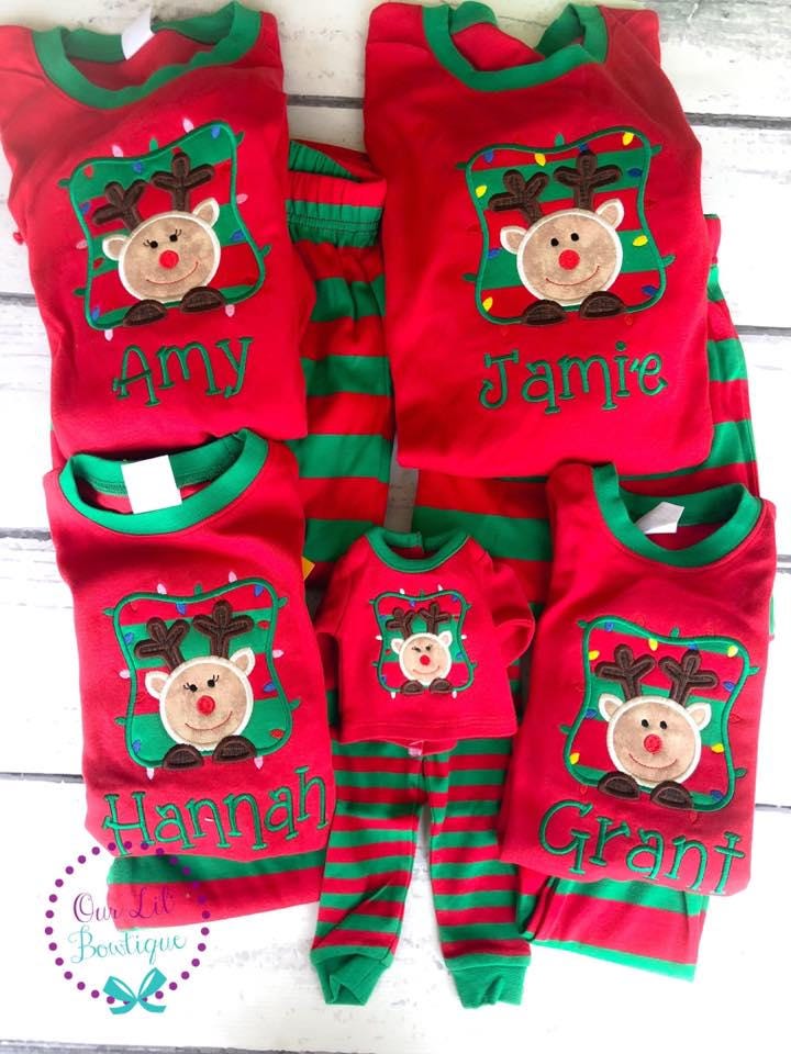 PRE-ORDER Reindeer Christmas Pajamas - Christmas PJs- Pajamas- Personalized Christmas PJs - Christmas Reindeer -Matching Christmas Pajamas
