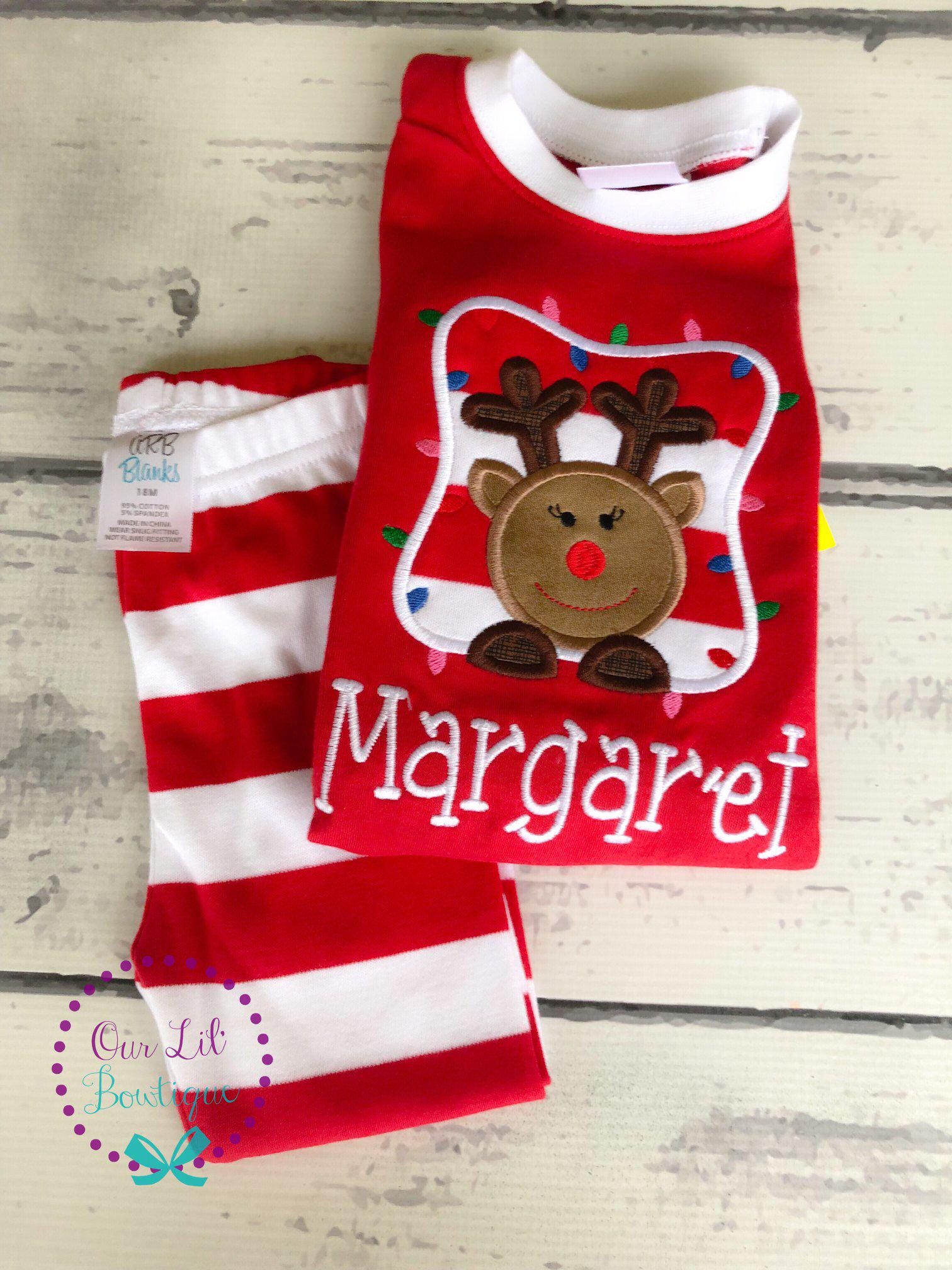 PRE-ORDER Reindeer Christmas Pajamas - Christmas PJs- Pajamas- Personalized Christmas PJs - Christmas Reindeer -Matching Christmas Pajamas