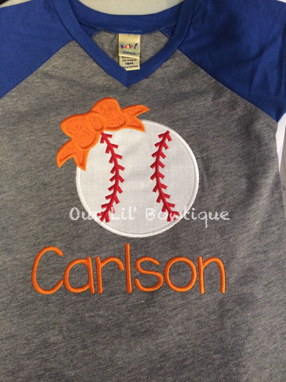 Personalized Baseball Bow Raglan Shirt - Toddler & Baby