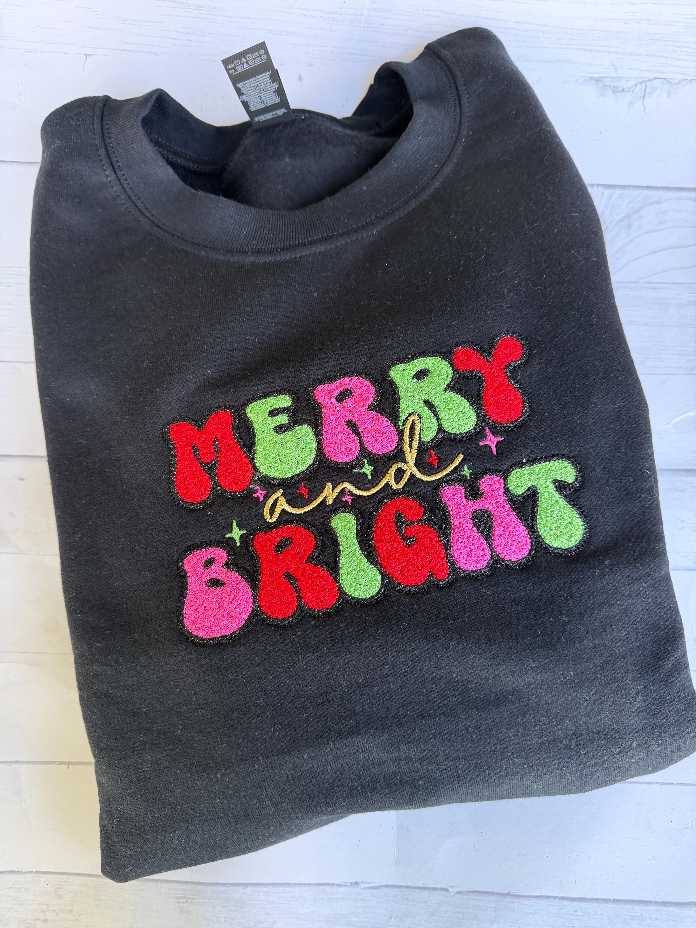 Merry & Bright Sweatshirt -Christmas Sweatshirt - Glitter Christmas