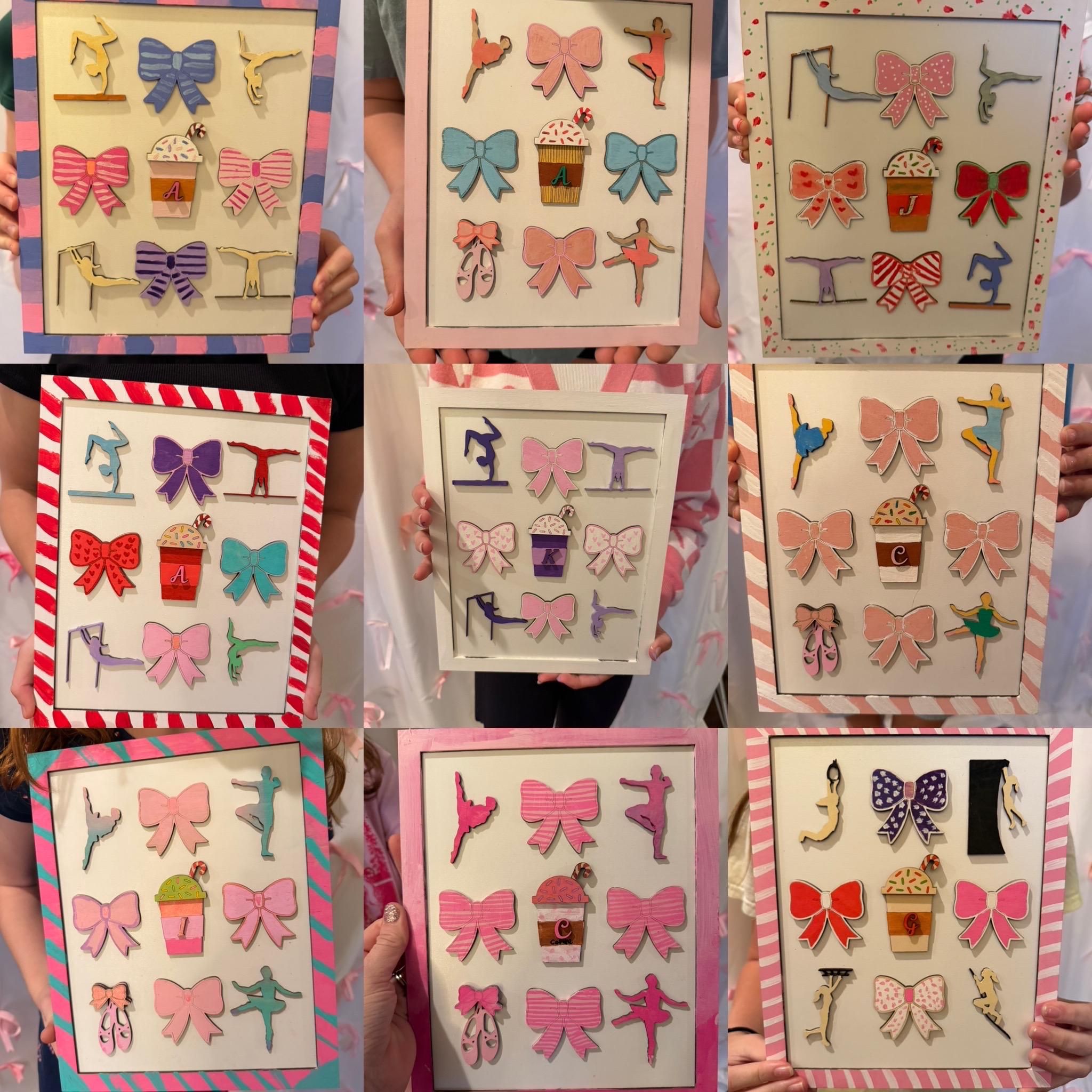 DIY Kids Bow and Sport Painting Kit - Gymanstics - Dance - Ninja - Coquette Bow - Party Painting Kit - Birthday Party Painting Kits