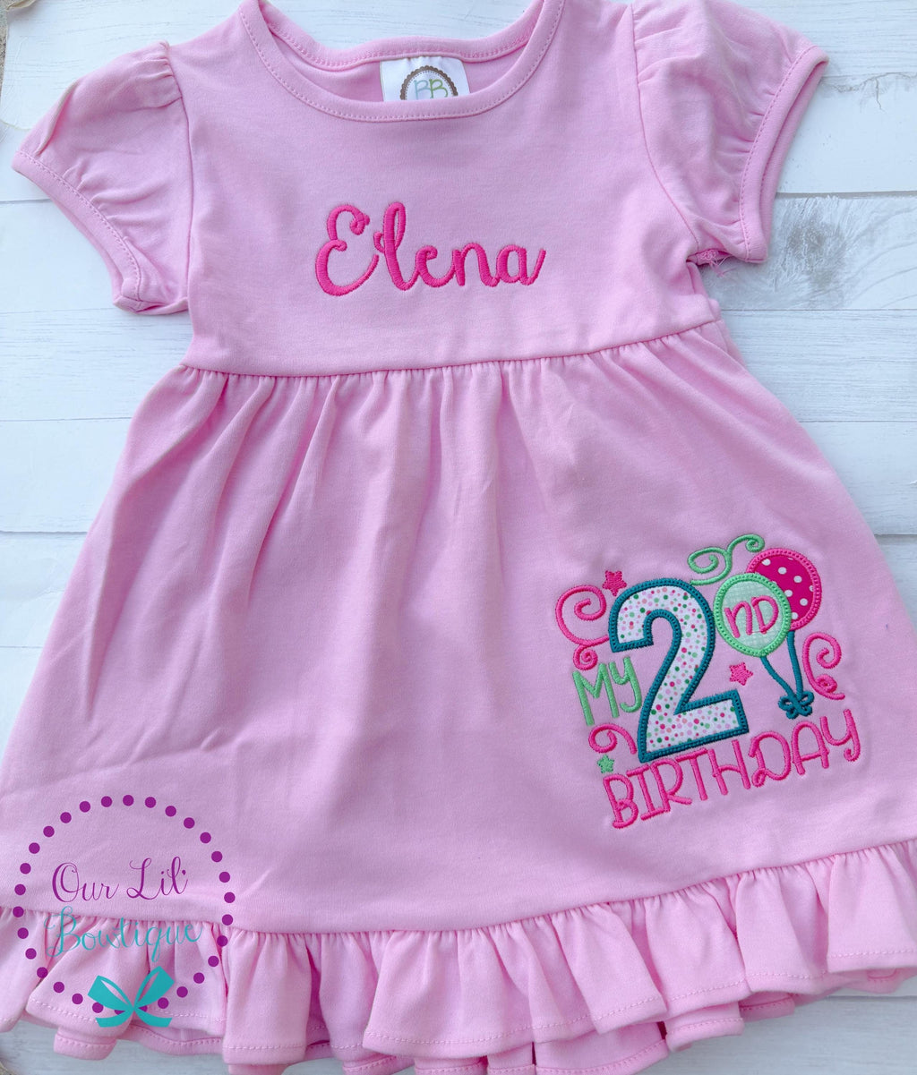 Girls Personalized Birthday Dress: Balloon Design, Custom Age