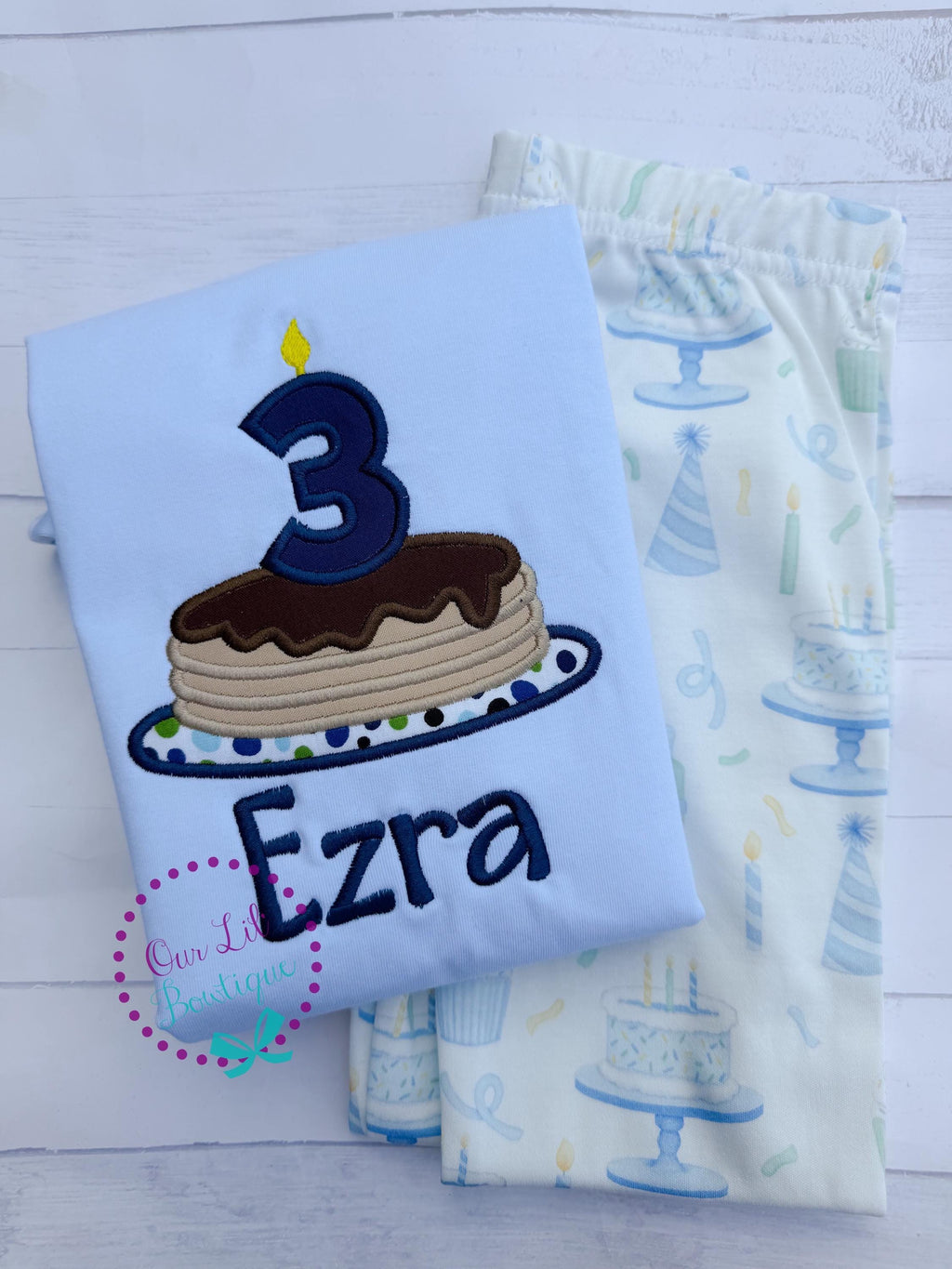 Personalized Pancake Birthday Outfit- Appliqué Shirt & Pants