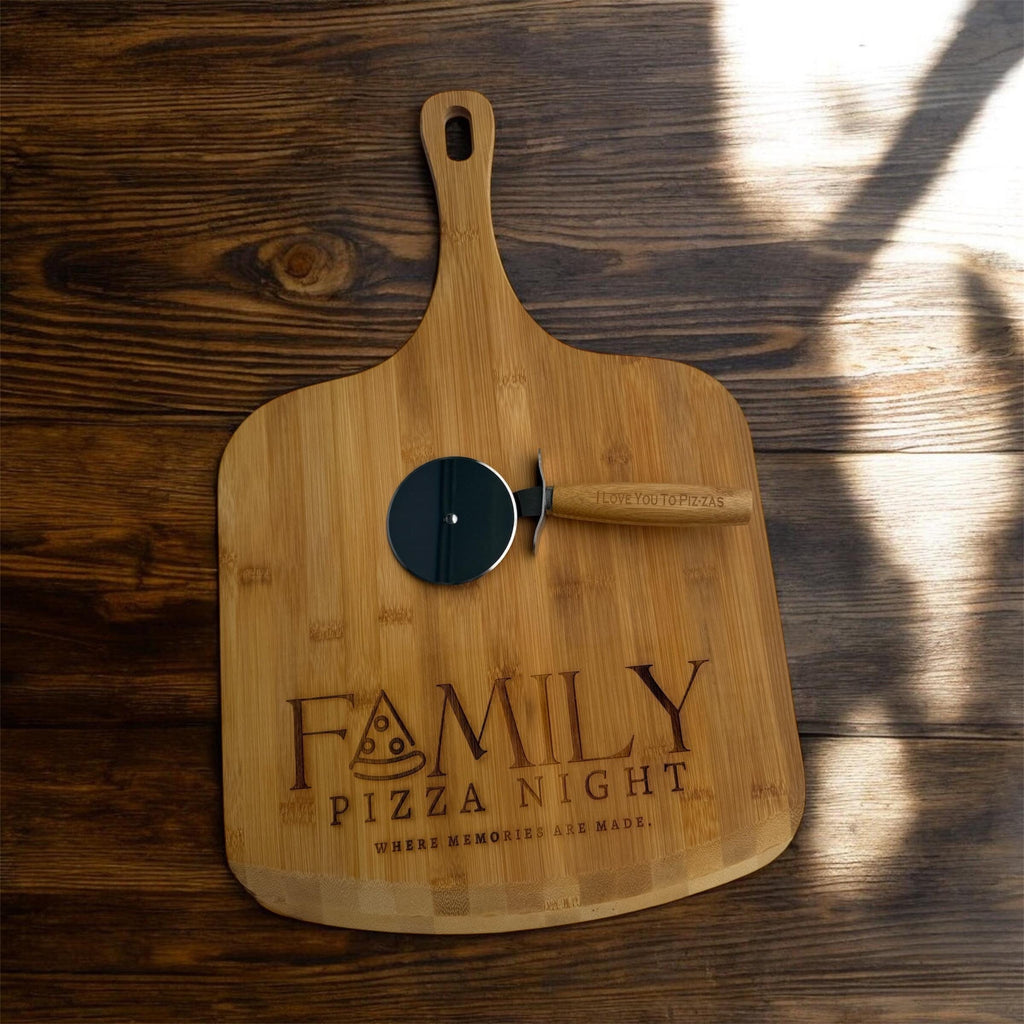 Personalized Wood Pizza Board - Small Pizza Board - Monogrammed Board - Laser Engraved Bamboo Cutting Board - Housewarming Gift -Gift
