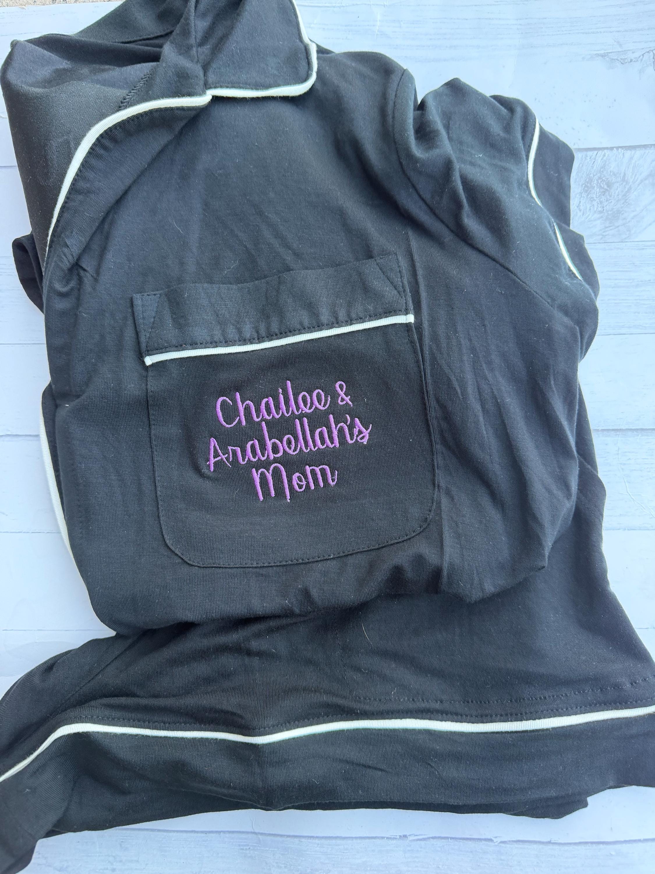 Gymnastics Pajamas: Embroidered Night Before Competition PJs - Mom Pajamas - Mom Competition Pajamas