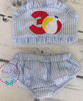 Beach Ball Bathing Suit - Monogrammed Seersucker Bathing Suit - Bathing Suit - Pool Party Bathing Suit - Gingham - One in the Sun