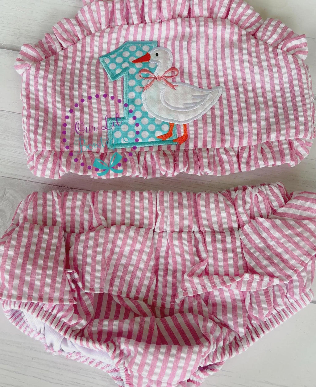 Goose Bathing Suit - Monogrammed Seersucker Bathing Suit - Bathing Suit - Baby - Toddler -- Gingham - Silly Goose