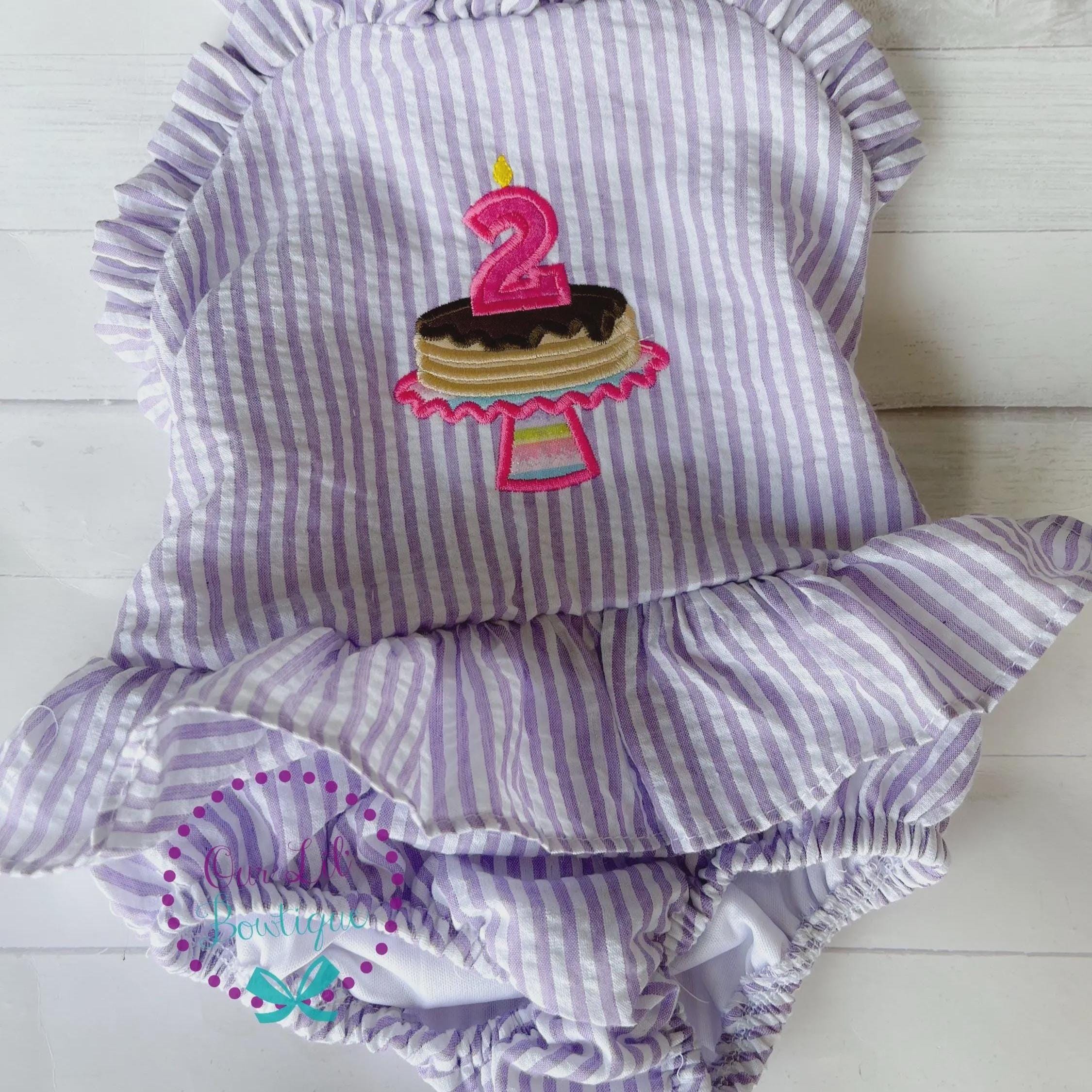 Monogrammed Seersucker Bathing Suit - Baby Toddler Swimsuit - Custom Birthday Bathing Suits - You Choose Theme