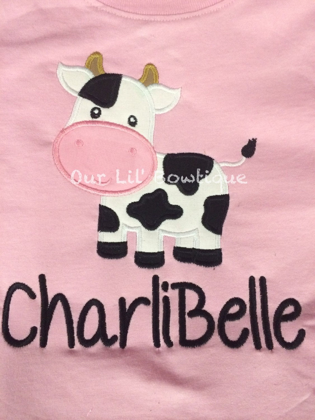 Cow Applique Shirt: Personalized Farm Birthday T-Shirt