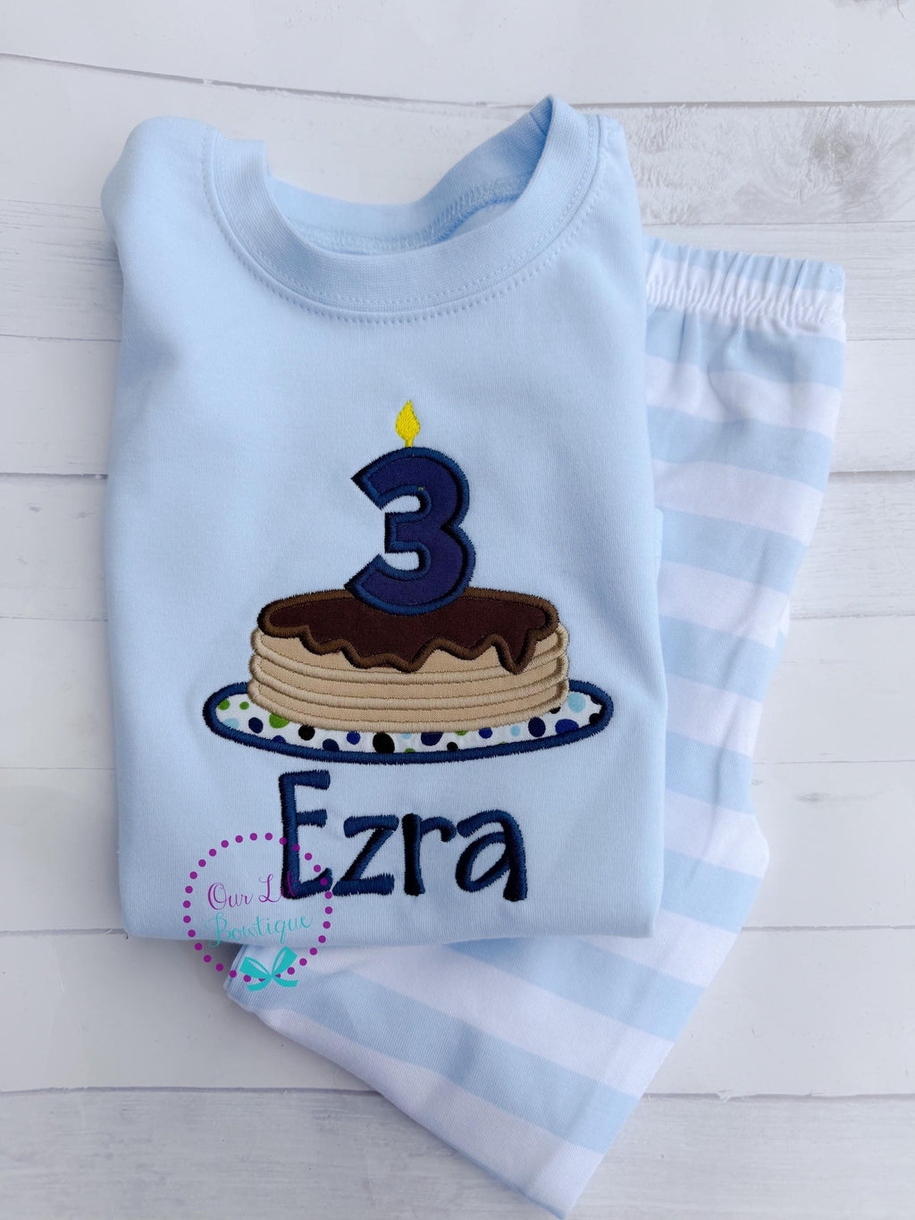 Personalized Pancake Birthday Outfit: Appliqué Shirt & Pants