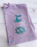 Embroidered Mermaid Pocket Tee - Comfort Colors Monogram Shirt - Mermaid Tail Shirt