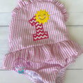 Monogrammed Sunshine Bathing Suit - Baby Toddler Swimsuit - Gingham - Birthday - One in the Sun