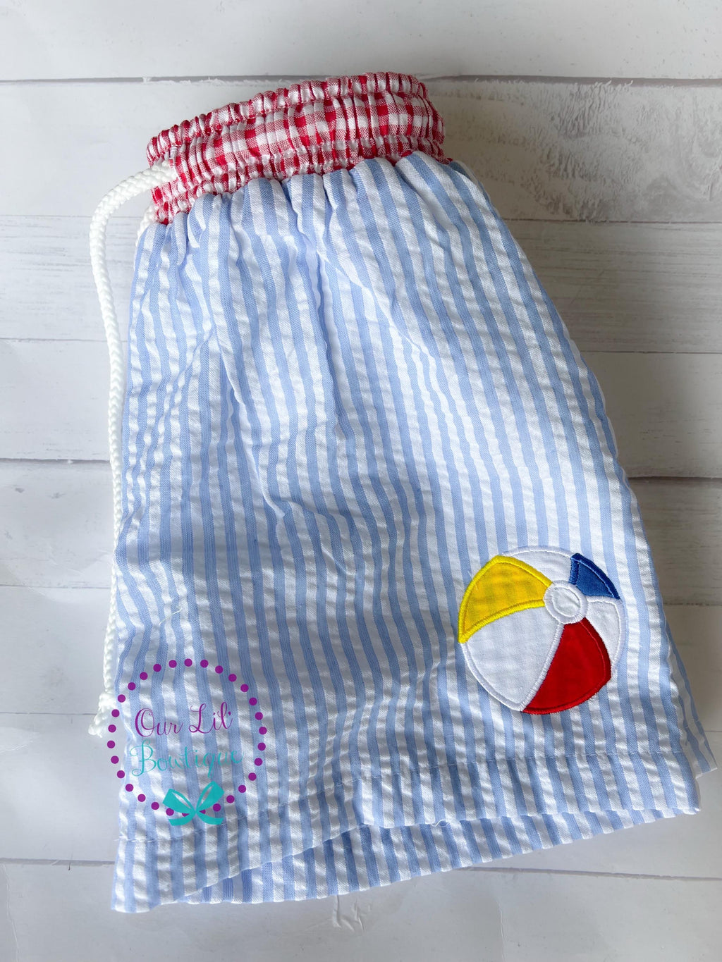 Beach Ball Bathing Suit - Monogrammed Seersucker Bathing Suit - Bathing Suit - Pool Party Bathing Suit - Gingham - One in the Sun