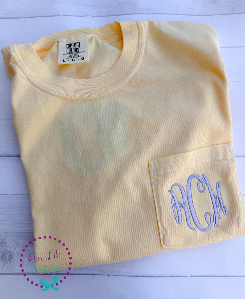 Short Sleeve Comfort Colors Monogram Pocket Tee - Short Sleeve T-Shirt -Comfort Colors - Monogram Pocket T-shirt - Monogram Pocket T-Shirt