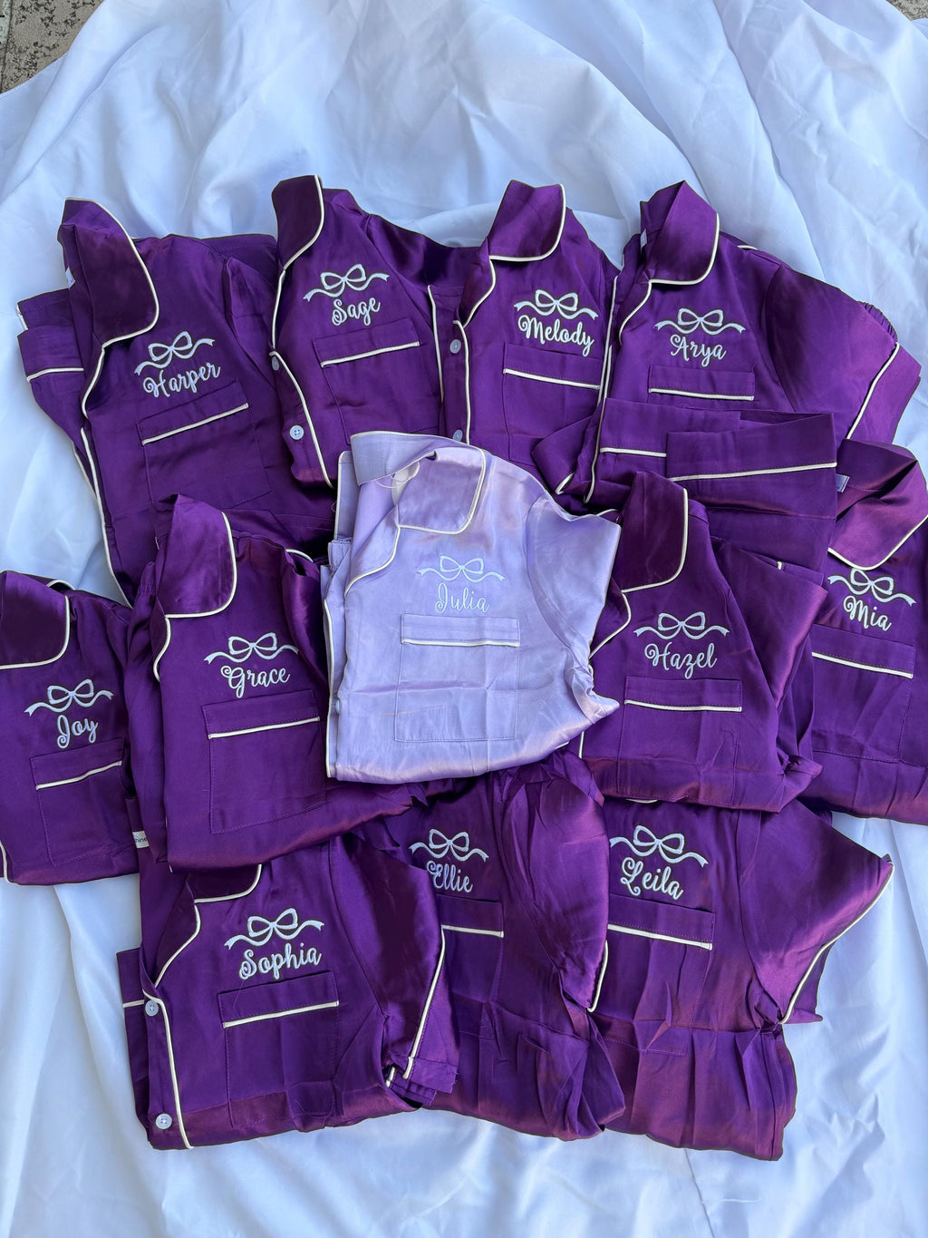 Birthday Girl - Bow Personalized Pajamas - Silk Pajamas - Kids PJs - Birthday PJs- Personalized Birthday Shirt
