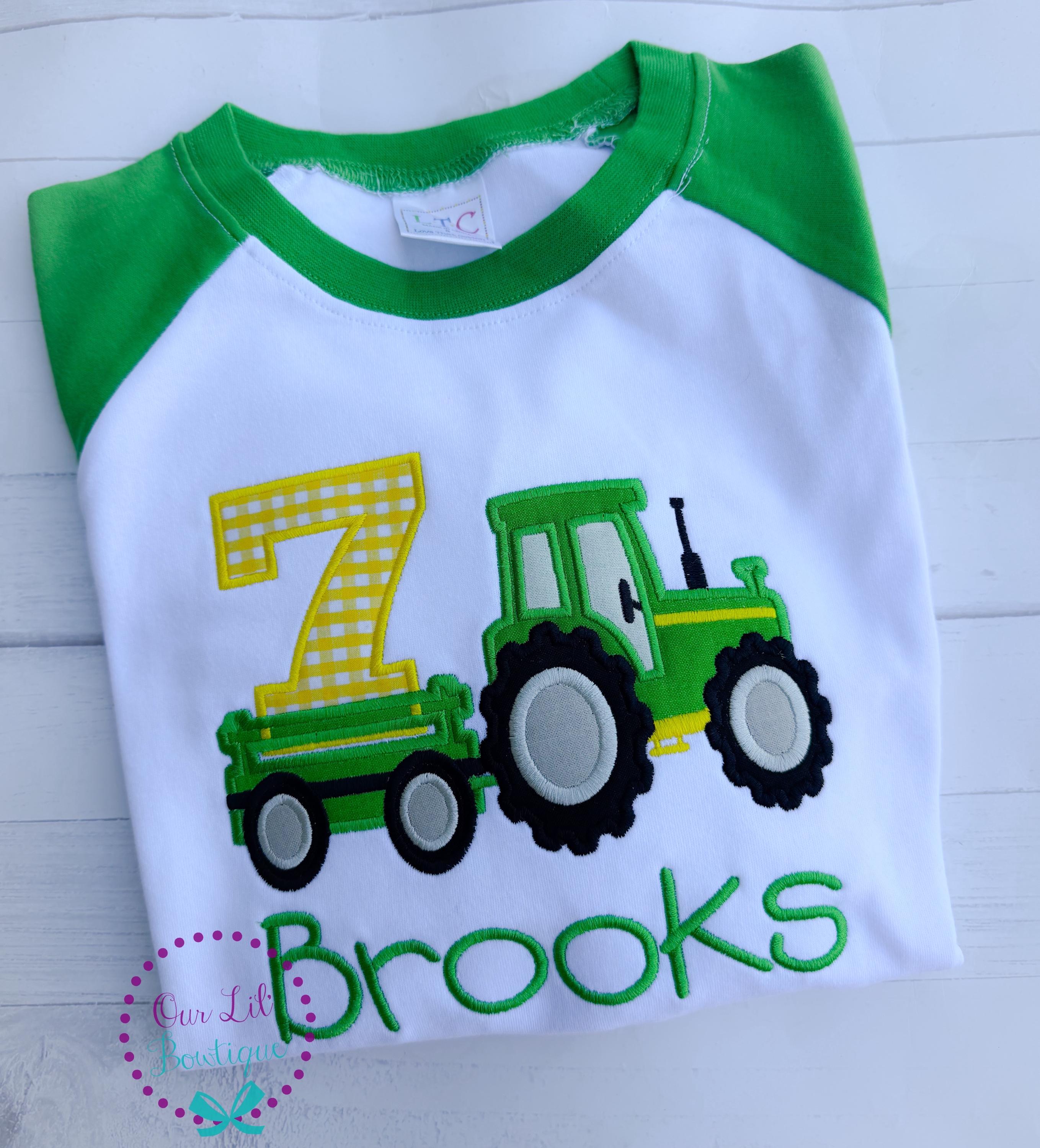 Tractor Birthday Shirt: Embroidered Farm Party Outfit