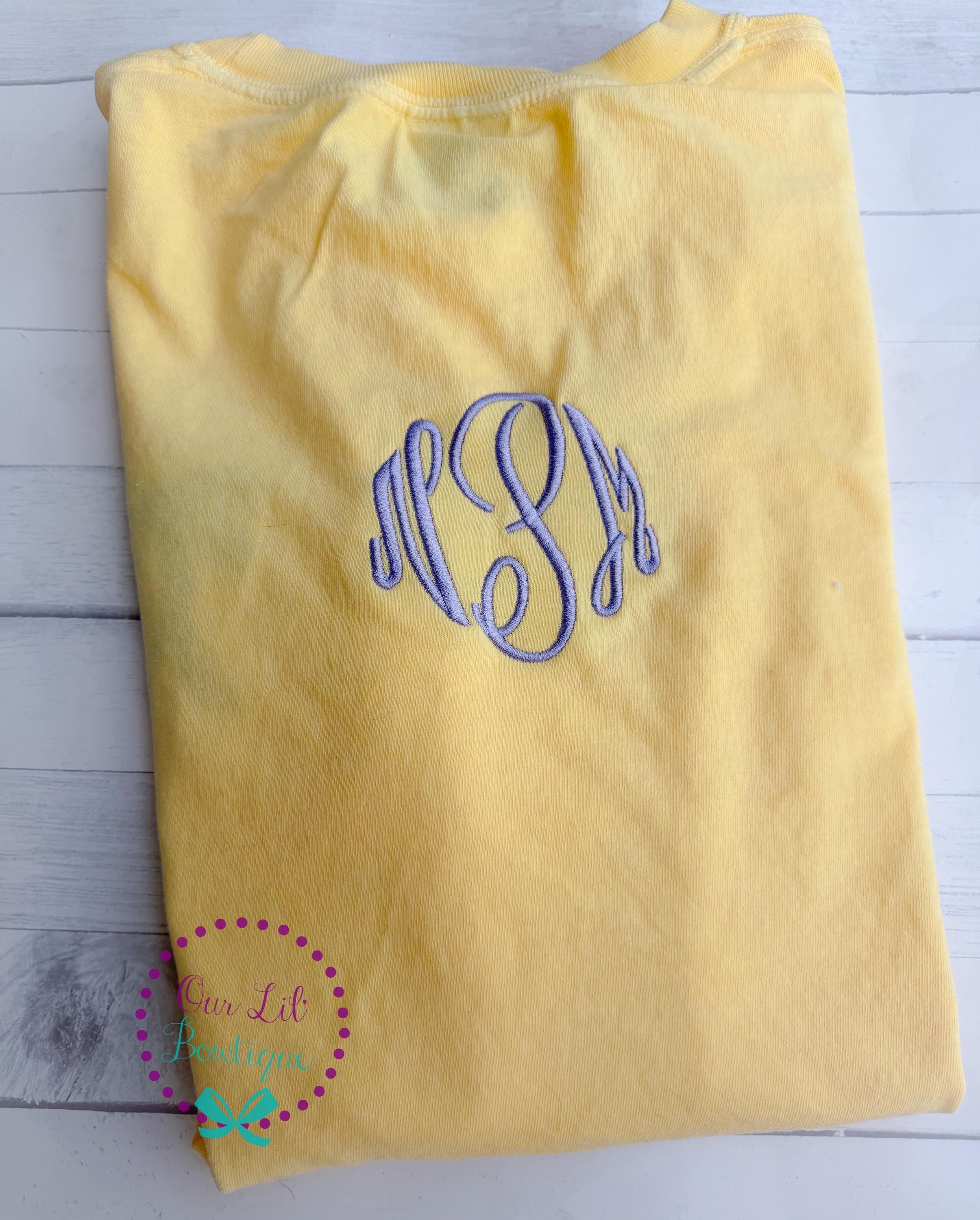 Comfort Colors Bow Monogram Sweatshirt - Personalized Initial Tee