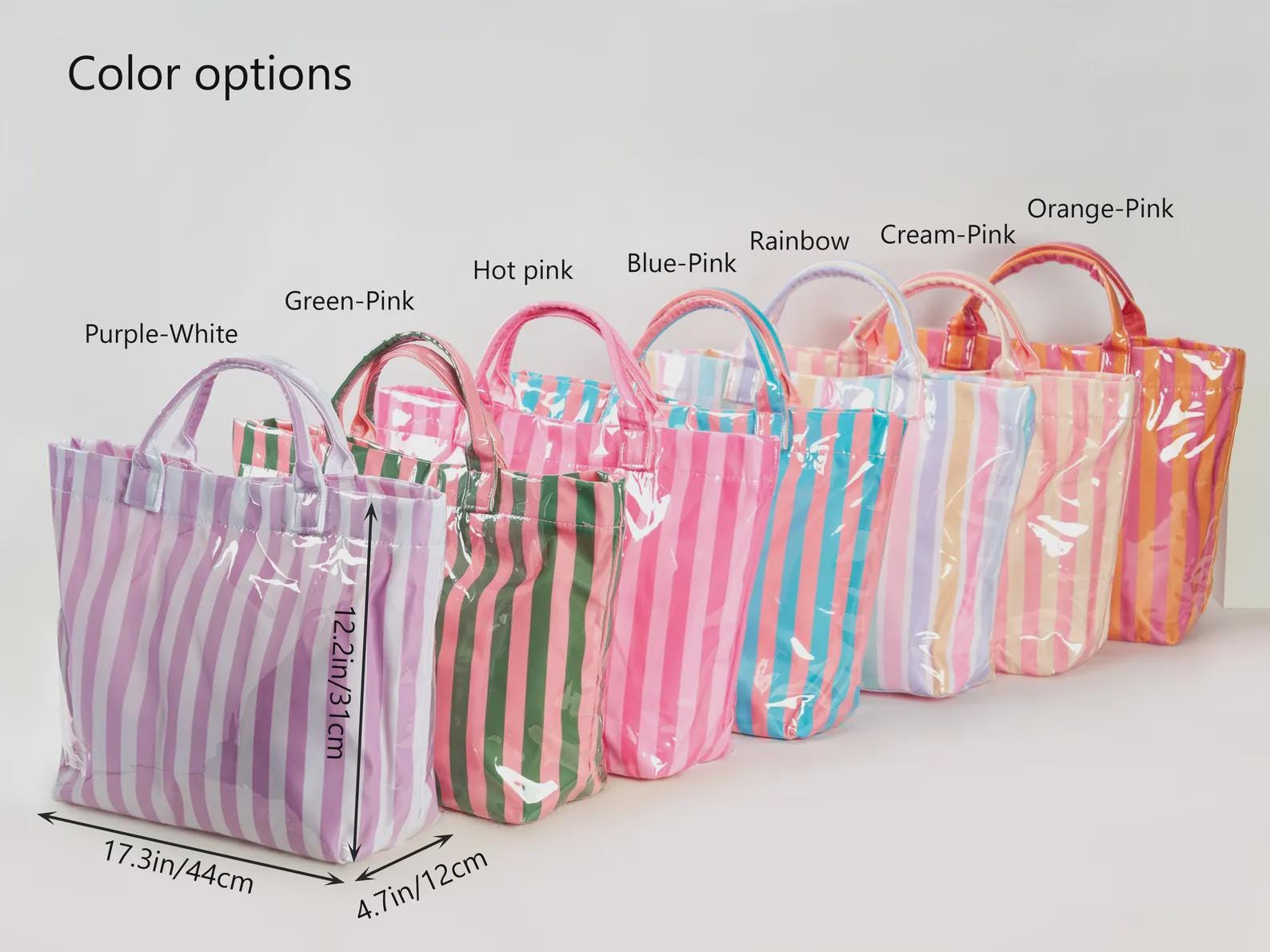 Striped Beach Tote - Personalized Waterproof Beach Bag - Gift -Monogrammed - Striped PVC - Bridesmaid Gift - Girls Weekend