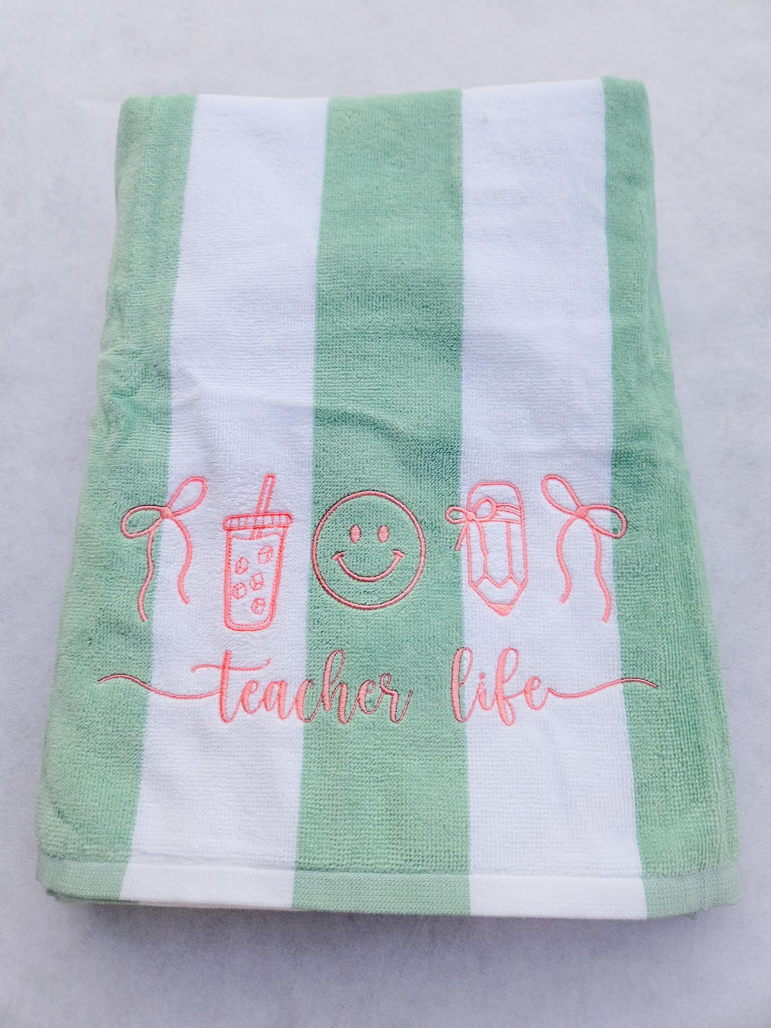 Teacher Life Towel - Personalized Teacher Beach Towel - Beach Towel - Teacher Appreciation - Gift