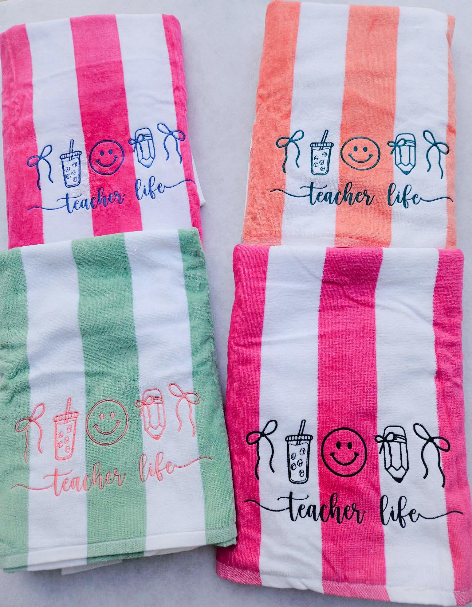 Teacher Life Towel - Personalized Teacher Beach Towel - Beach Towel - Teacher Appreciation - Gift