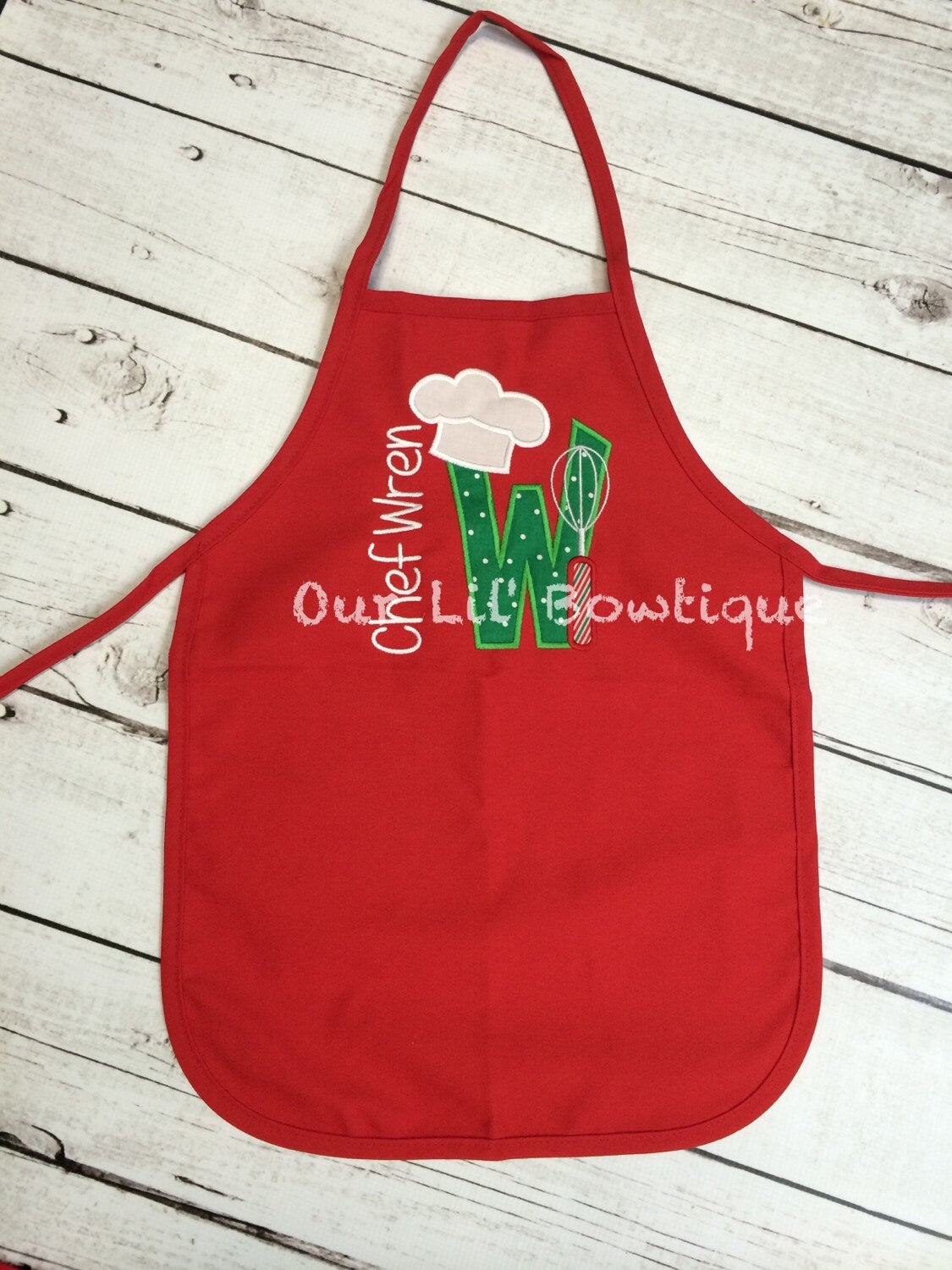 Personalized Kids Chef Apron: Letter Appliqué, Toddler Baking Gift