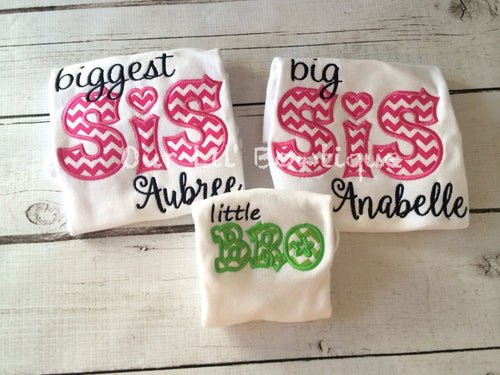 Big Sister/Brother Announcement Shirt: Embroidered Sibling Bodysuit