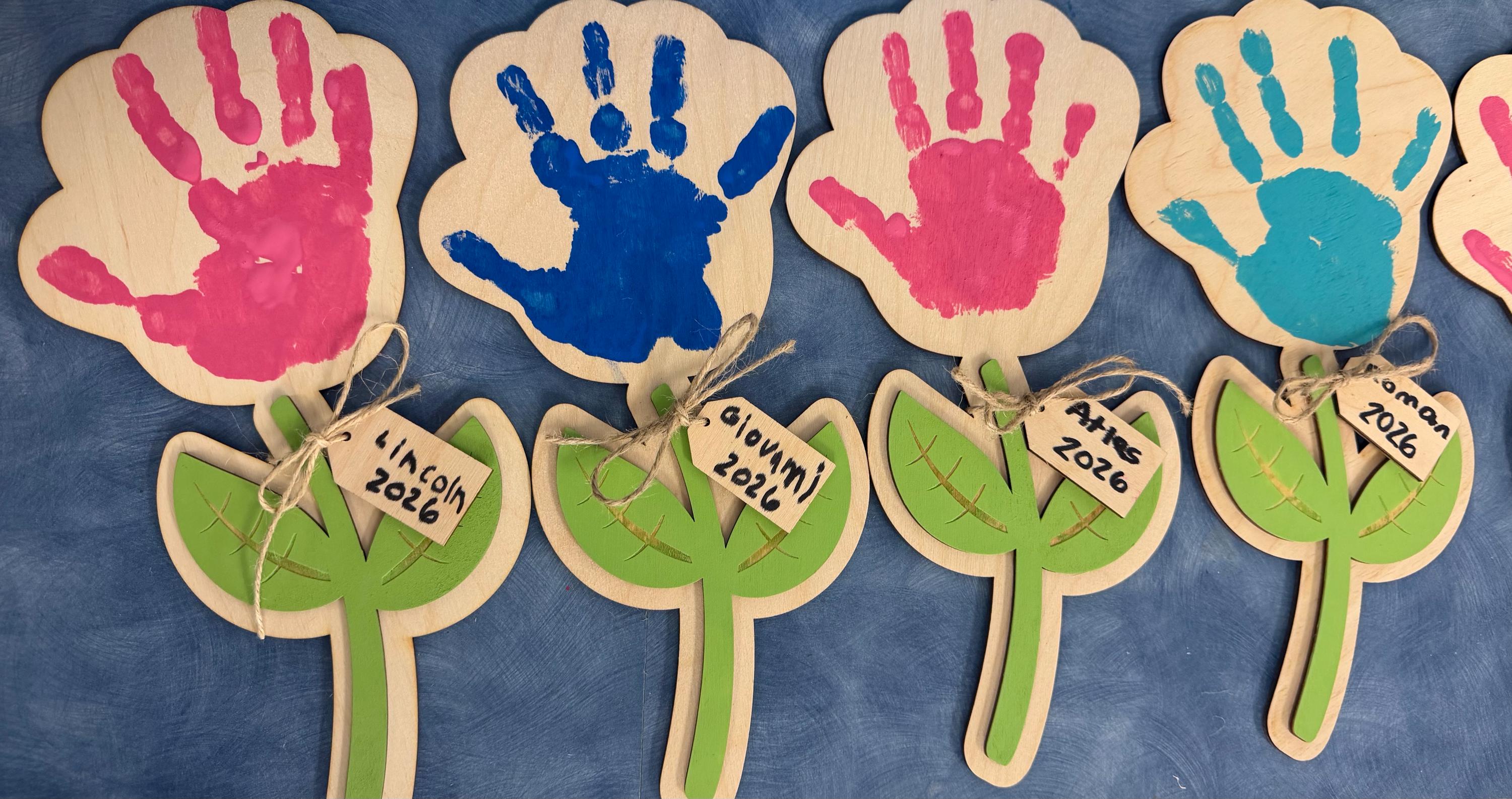 Mothers Day Gift - Flower Gift for Mom - Personalized Gift for Mom- Keepsake - Handprint Gift - Gift for her