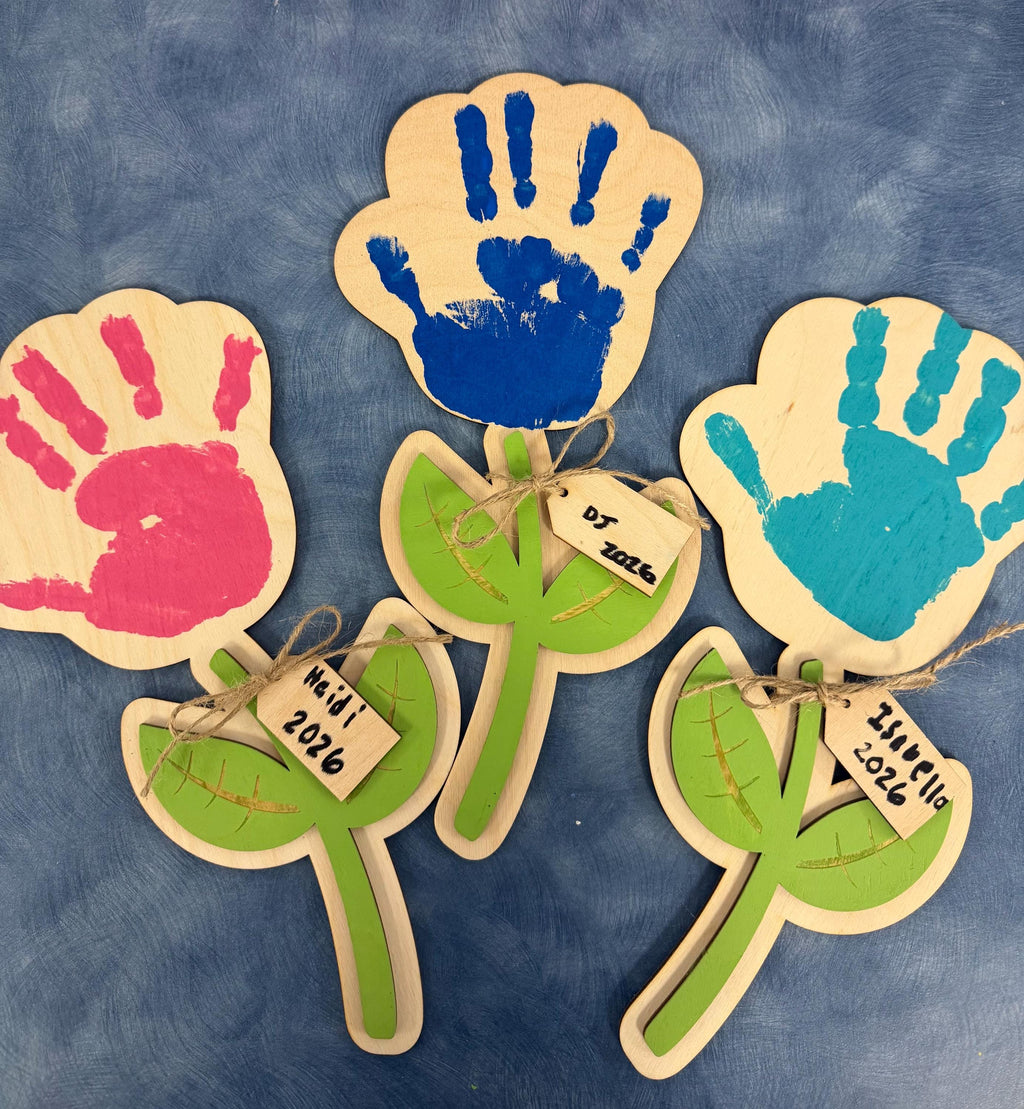 Mothers Day Gift - Flower Gift for Mom - Personalized Gift for Mom- Keepsake - Handprint Gift - Gift for her
