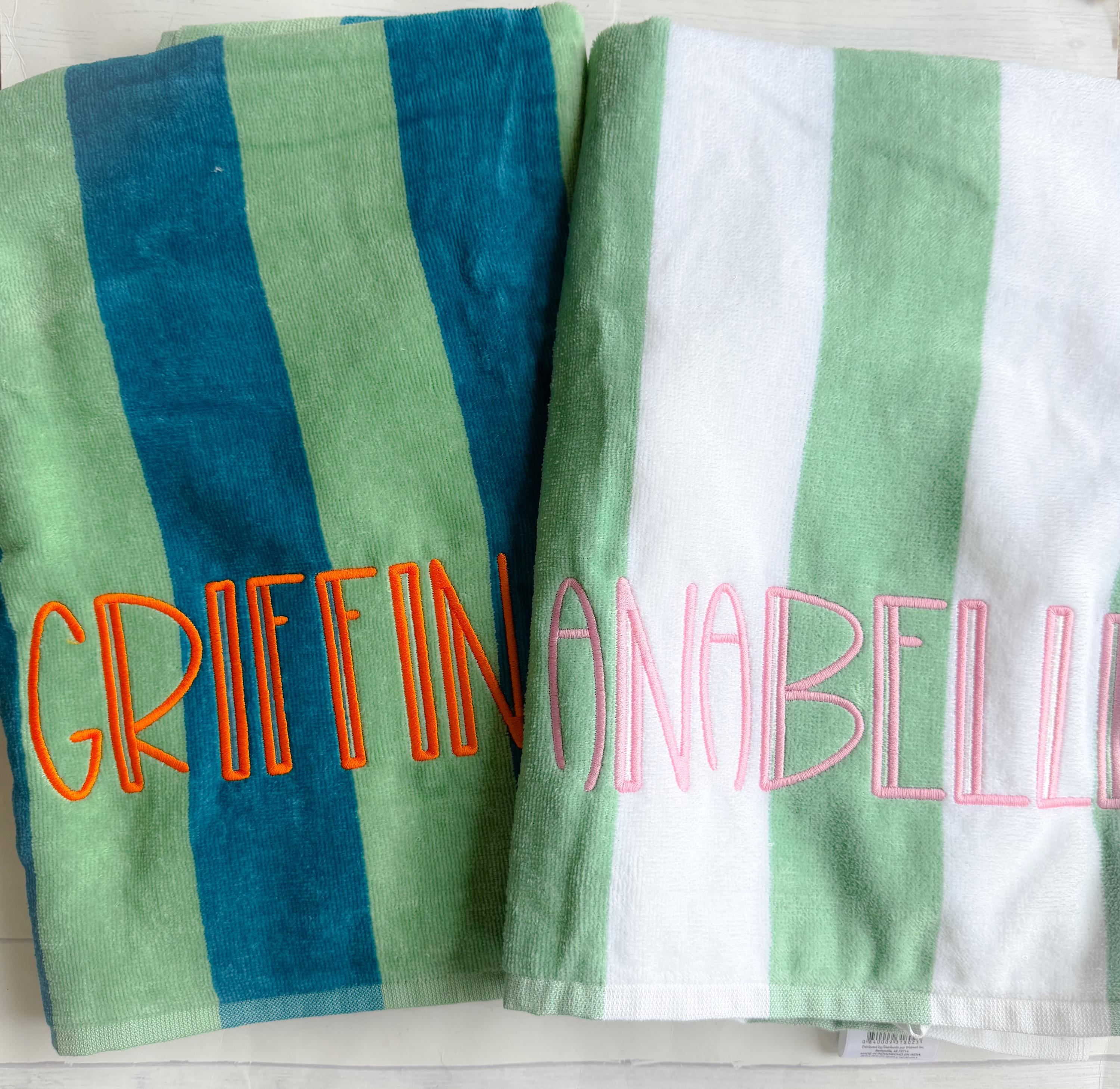 Personalized Beach Towel- Monogrammed Cotton Terry Cloth, Summer Gift - Kids Beach Towel - Perosnalizee Towel - Gift