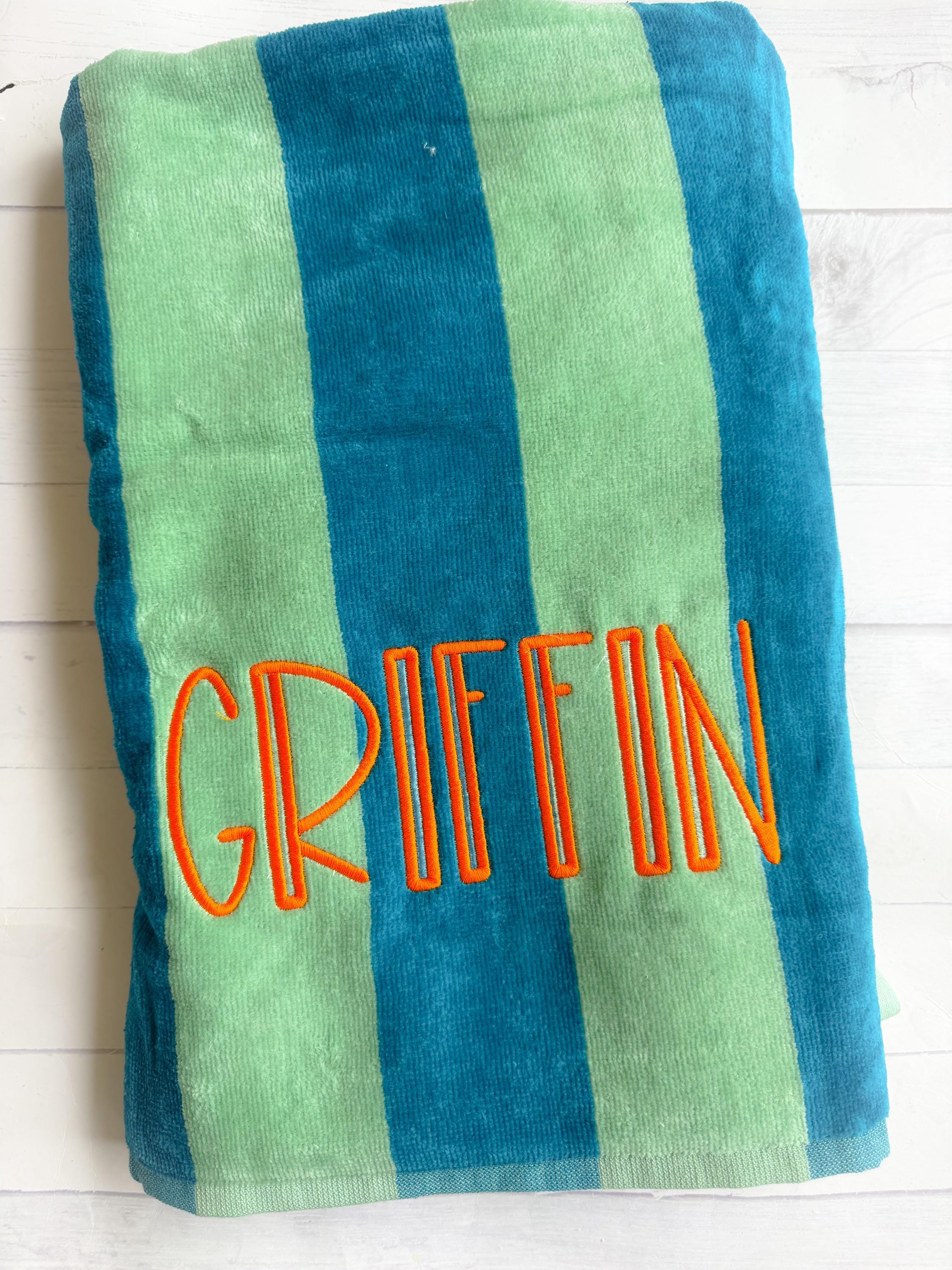 Personalized Beach Towel- Monogrammed Cotton Terry Cloth, Summer Gift - Kids Beach Towel - Perosnalizee Towel - Gift