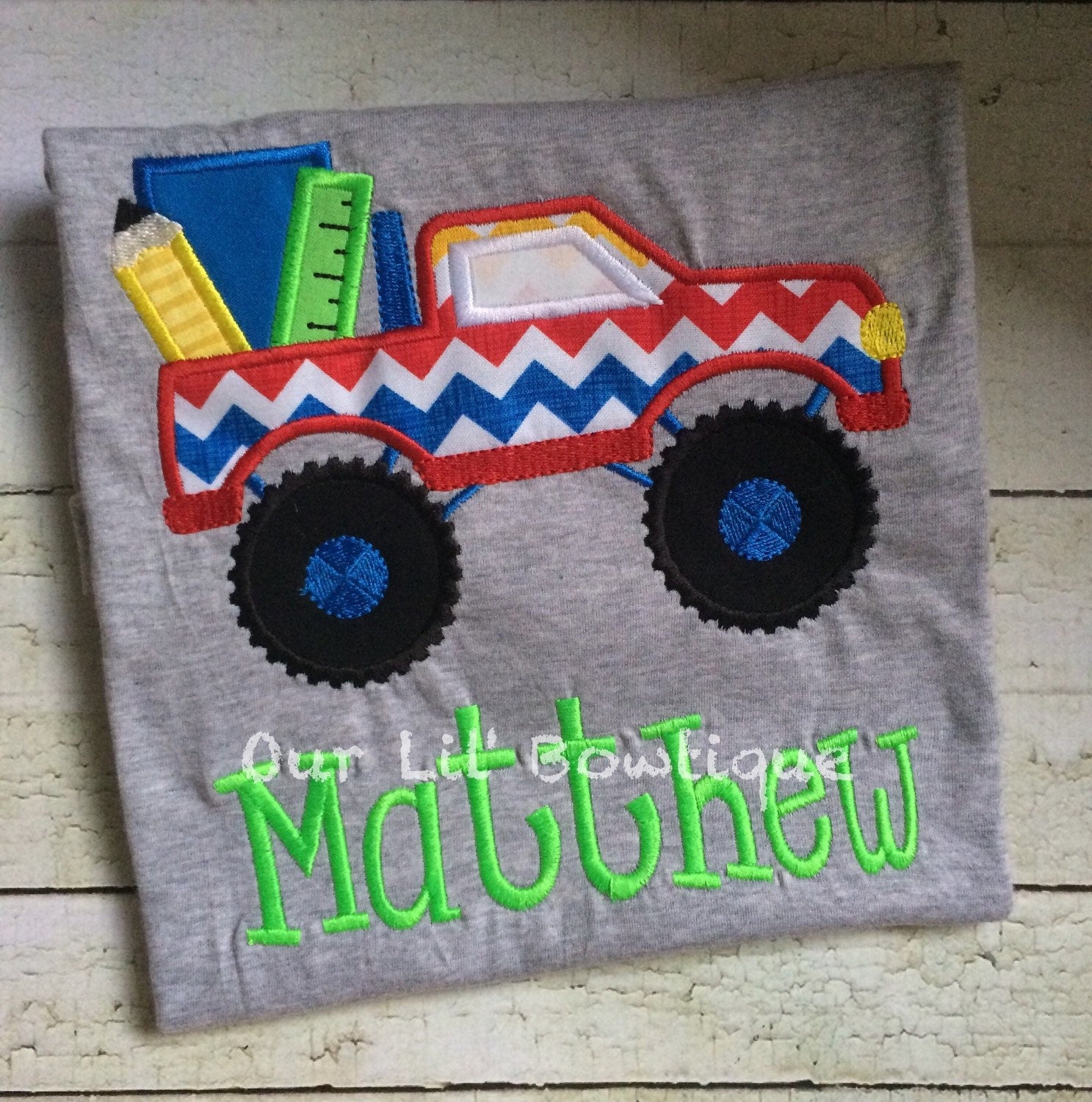 Embroidered School Truck Shirt: Back to School Outfit
