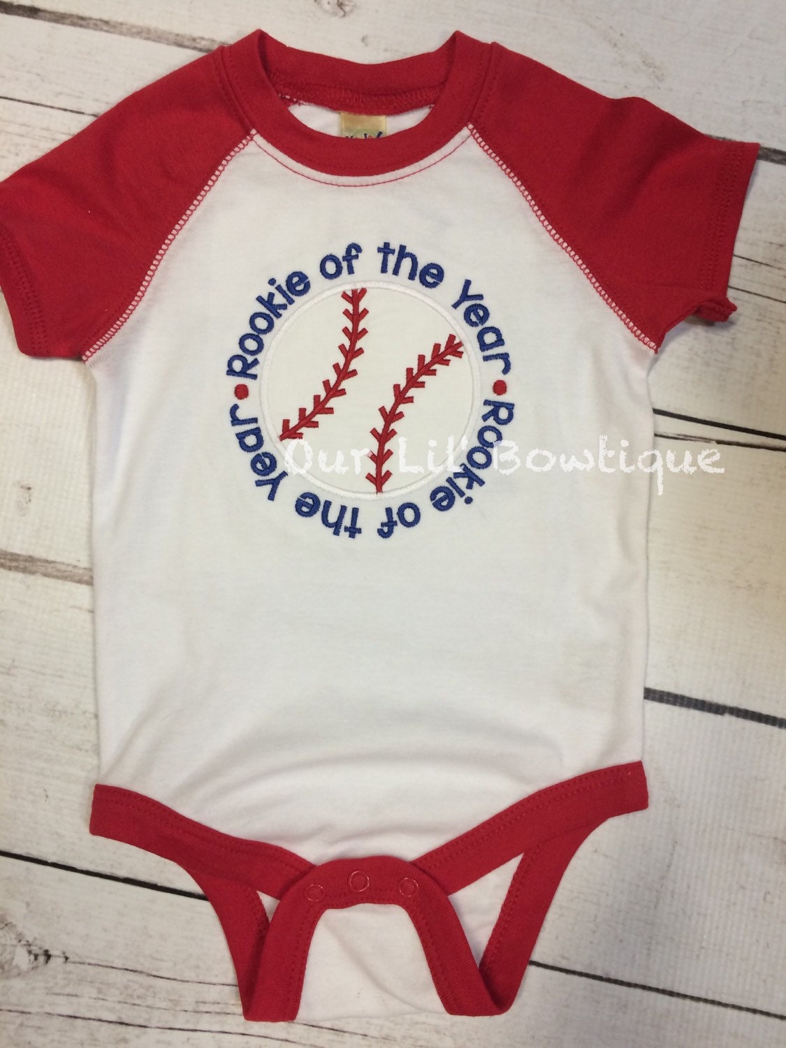 Personalized Rookie of the Year Raglan Baseball Shirt or Bodysuit