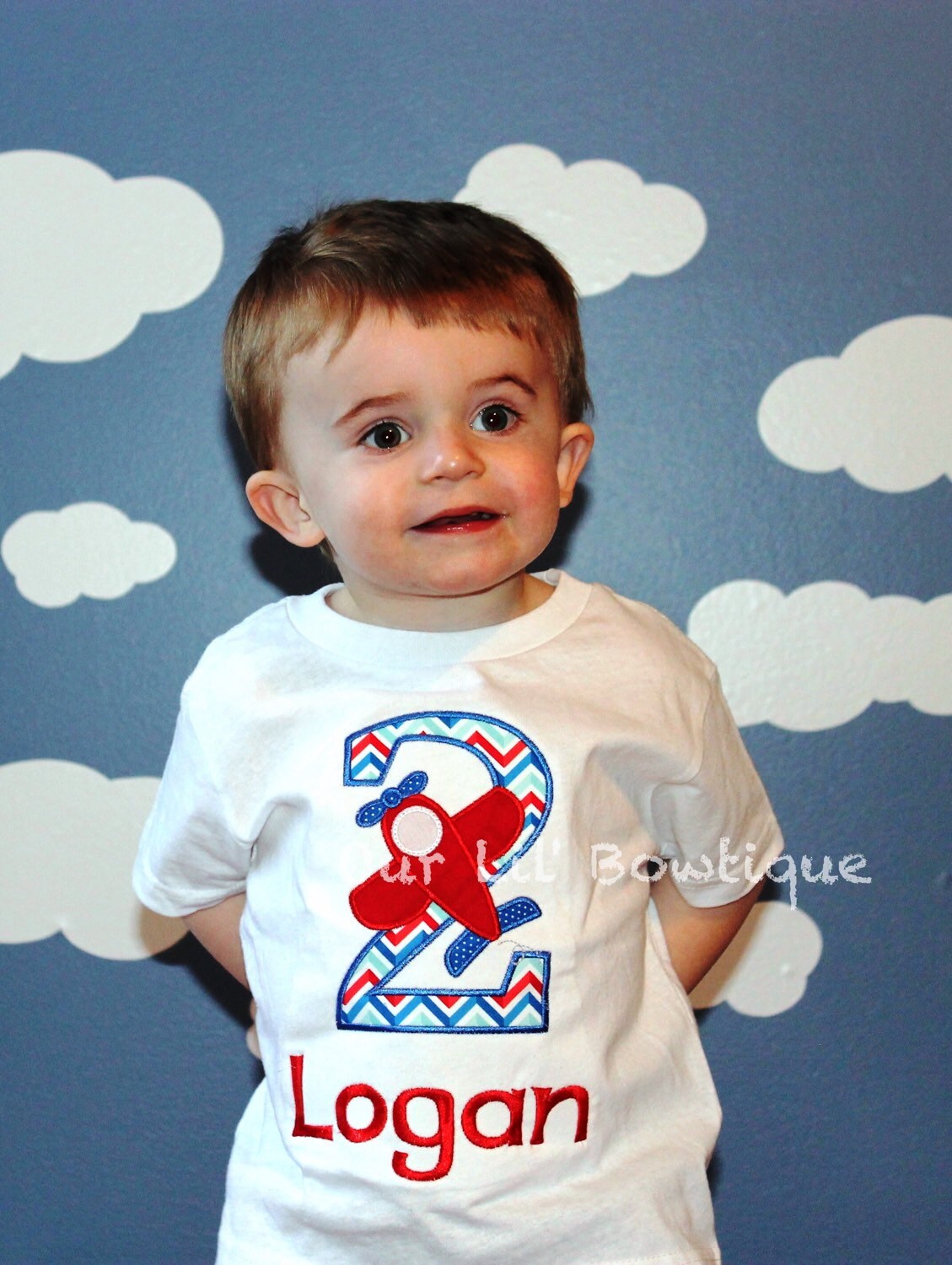 Personalized Airplane Birthday Shirt: Embroidered Cotton Tee